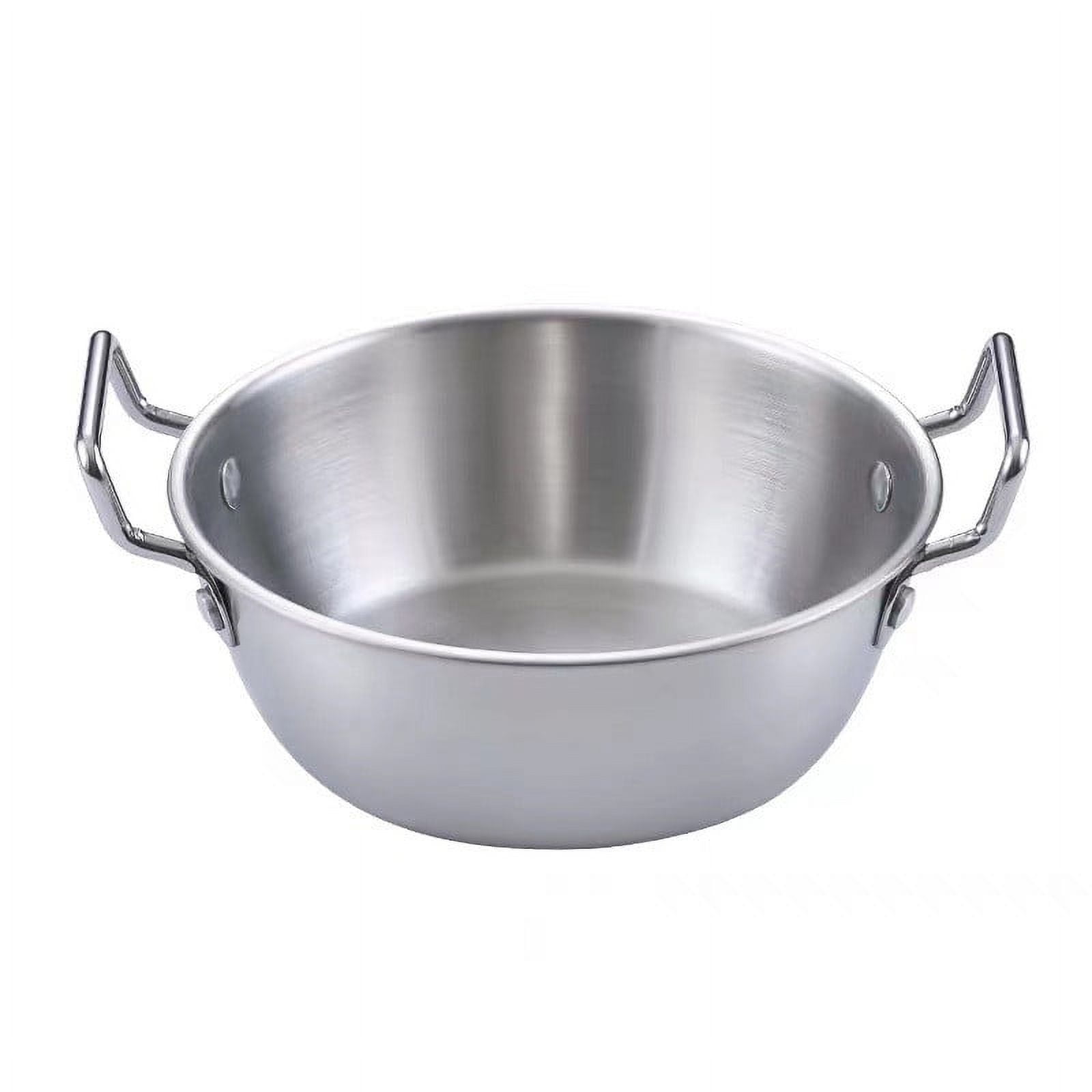 Stainless Steel Soy Sauce Dishes,Sauce Dish Metal Popcorn Pot reusable,Golden Dipping Bowl with Handle Individual Round Seasoning Bowls Serving Dishes for Sushi,Side Dishes,Dessert,Tomato Sauce silvery 17cm - Image 1