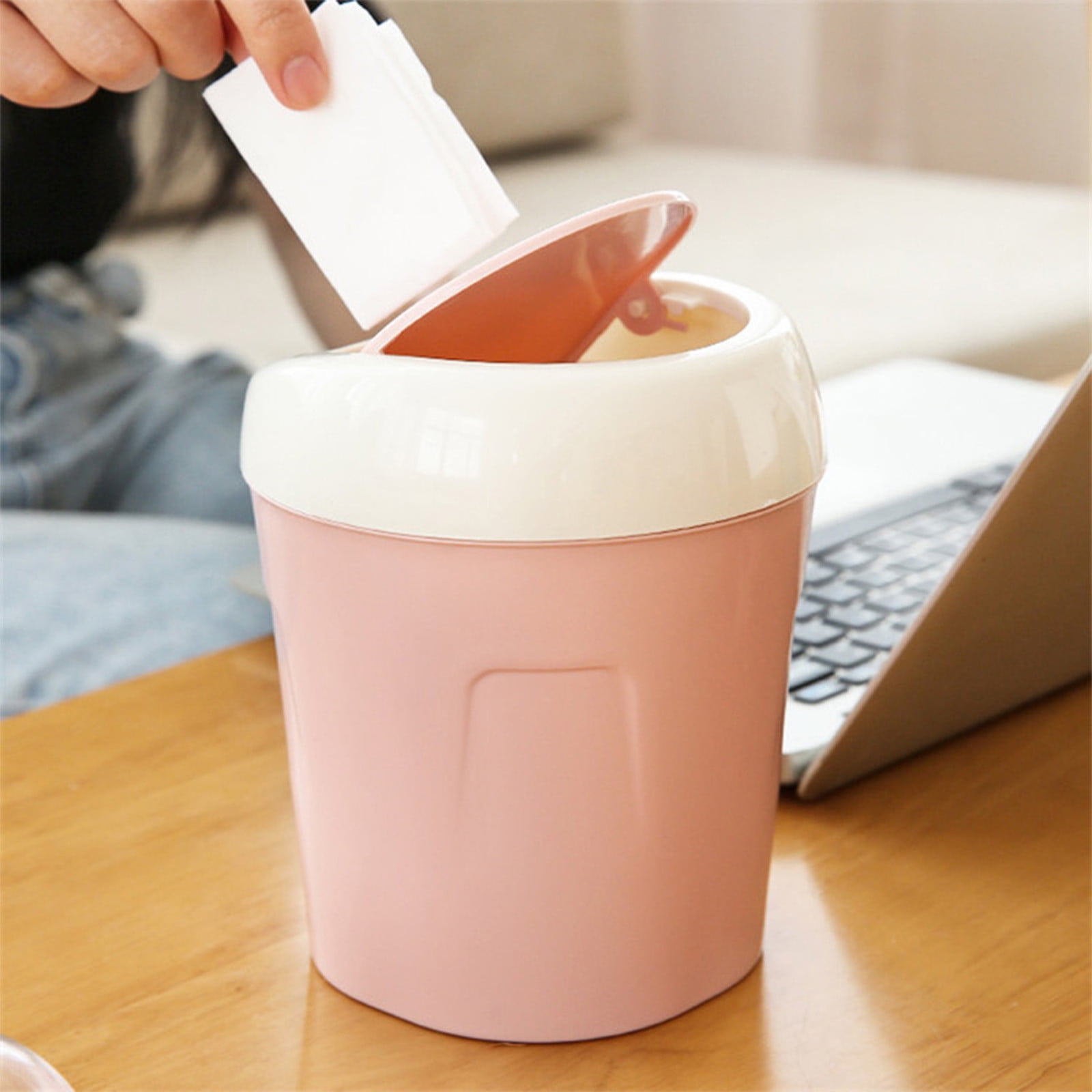 Mini Desk Trash Can with Swing Lid,Tiny Countertop Garbage Bin Portable Waste Basket for Desktop Home Office&Desktop Garbage Can Trash Waste Bin Basket Dustbin Container Home Car for Green - Image 6