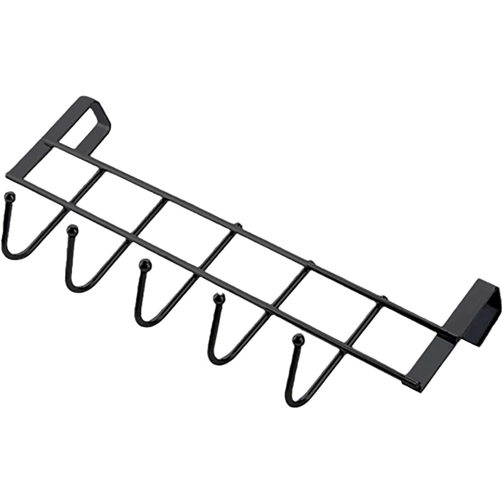 Over The Door Hooks, Door Hanger, Over The Door Towel Rack, Door Coat Towel Hanger Door Coat Rack, No Drilling Metal Hanger with 5 Hooks for Hanging Clothes, Jacket, Hats, 1 Pcs, 9.7x3.5x0.8 17.71