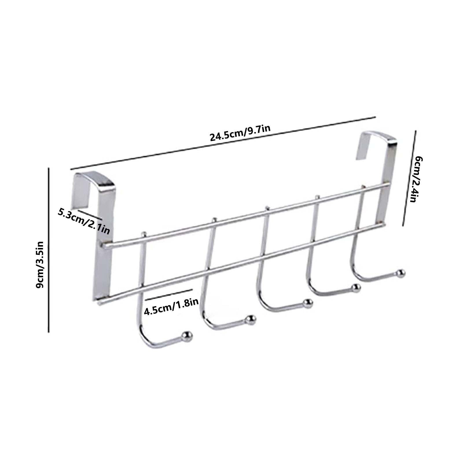Over The Door Hooks, Door Hanger, Over The Door Towel Rack, Door Coat Towel Hanger Door Coat Rack, No Drilling Metal Hanger with 5 Hooks for Hanging Clothes, Jacket, Hats, 1 Pcs, 9.7x3.5x0.8 17.71