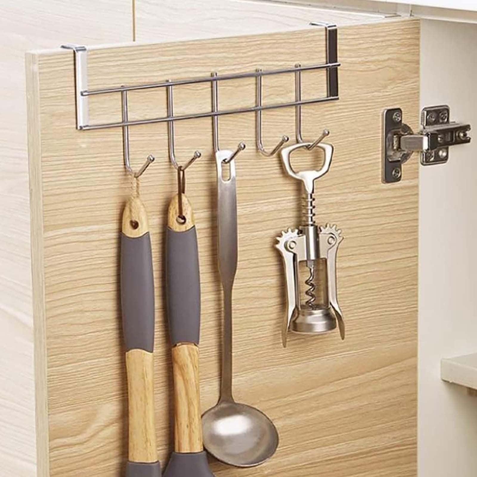 Over The Door Hooks, Door Hanger, Over The Door Towel Rack, Door Coat Towel Hanger Door Coat Rack, No Drilling Metal Hanger with 5 Hooks for Hanging Clothes, Jacket, Hats, 1 Pcs, 9.7x3.5x0.8 17.71