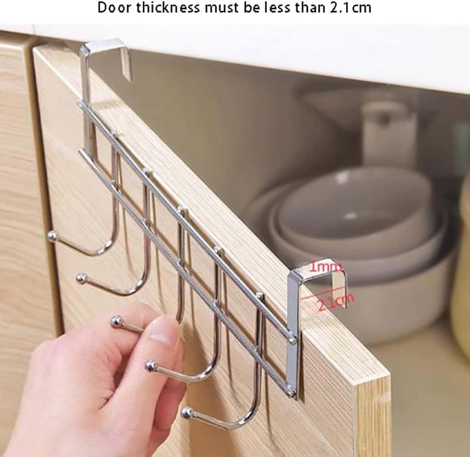 Over The Door Hooks, Door Hanger, Over The Door Towel Rack, Door Coat Towel Hanger Door Coat Rack, No Drilling Metal Hanger with 5 Hooks for Hanging Clothes, Jacket, Hats, 1 Pcs, 9.7x3.5x0.8 17.71