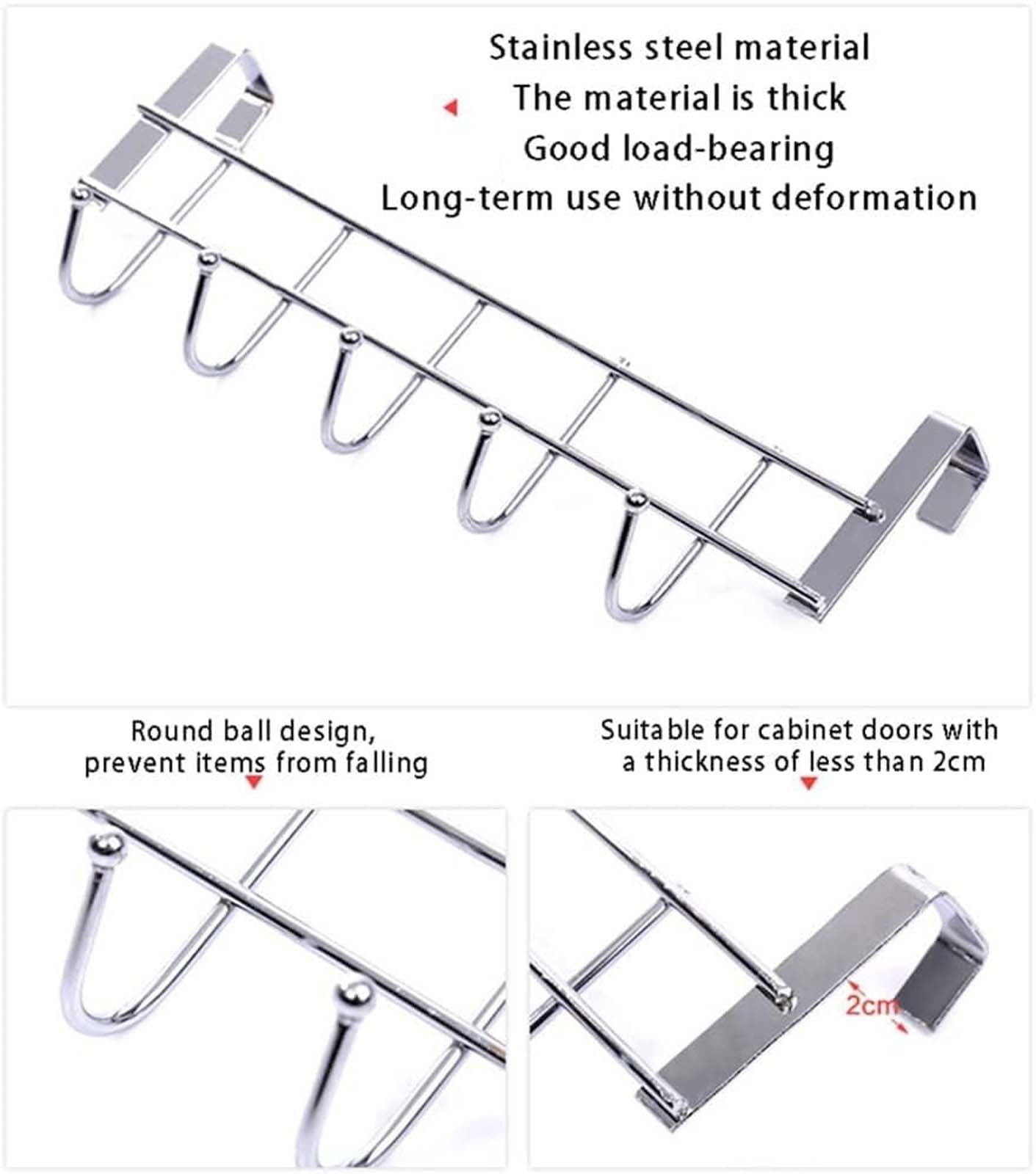Over The Door Hooks, Door Hanger, Over The Door Towel Rack, Door Coat Towel Hanger Door Coat Rack, No Drilling Metal Hanger with 5 Hooks for Hanging Clothes, Jacket, Hats, 1 Pcs, 9.7x3.5x0.8 17.71