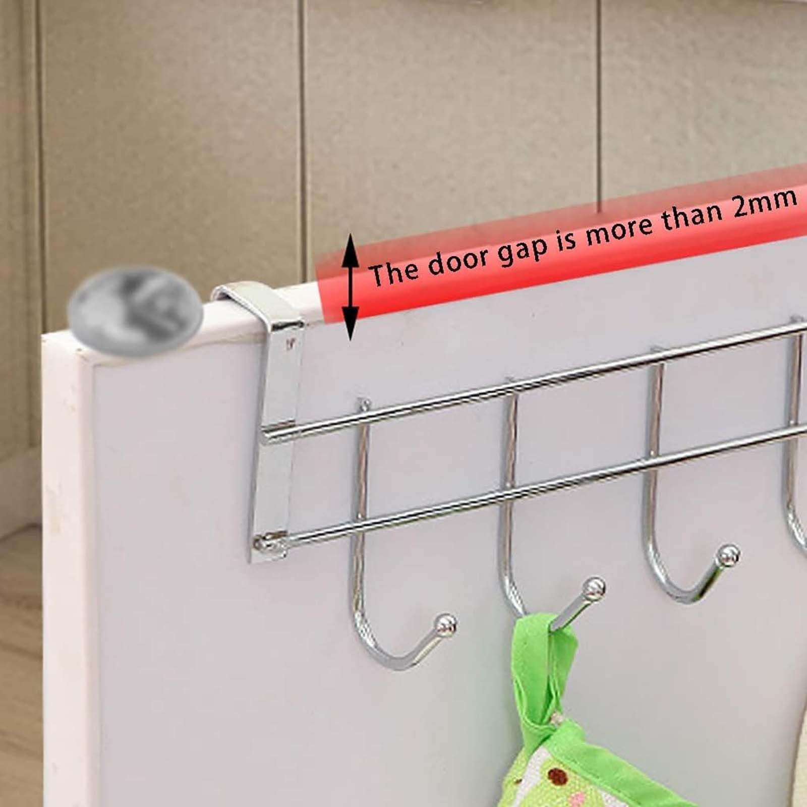Over The Door Hooks, Door Hanger, Over The Door Towel Rack, Door Coat Towel Hanger Door Coat Rack, No Drilling Metal Hanger with 5 Hooks for Hanging Clothes, Jacket, Hats, 1 Pcs, 9.7x3.5x0.8 17.71