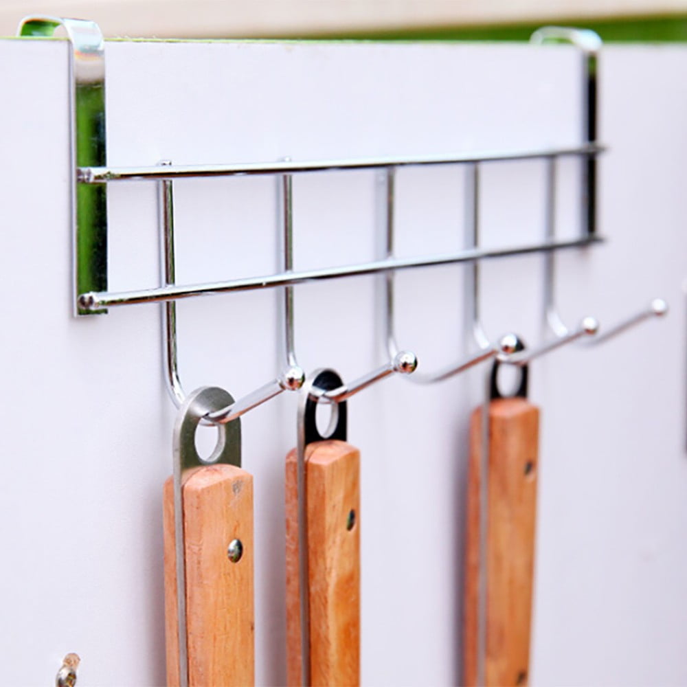 Over The Door Hooks, Door Hanger, Over The Door Towel Rack, Door Coat Towel Hanger Door Coat Rack, No Drilling Metal Hanger with 5 Hooks for Hanging Clothes, Jacket, Hats, 1 Pcs, 9.7x3.5x0.8 17.71