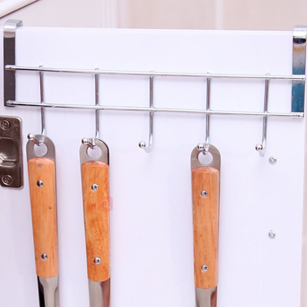 Over The Door Hooks, Door Hanger, Over The Door Towel Rack, Door Coat Towel Hanger Door Coat Rack, No Drilling Metal Hanger with 5 Hooks for Hanging Clothes, Jacket, Hats, 1 Pcs, 9.7x3.5x0.8 17.71