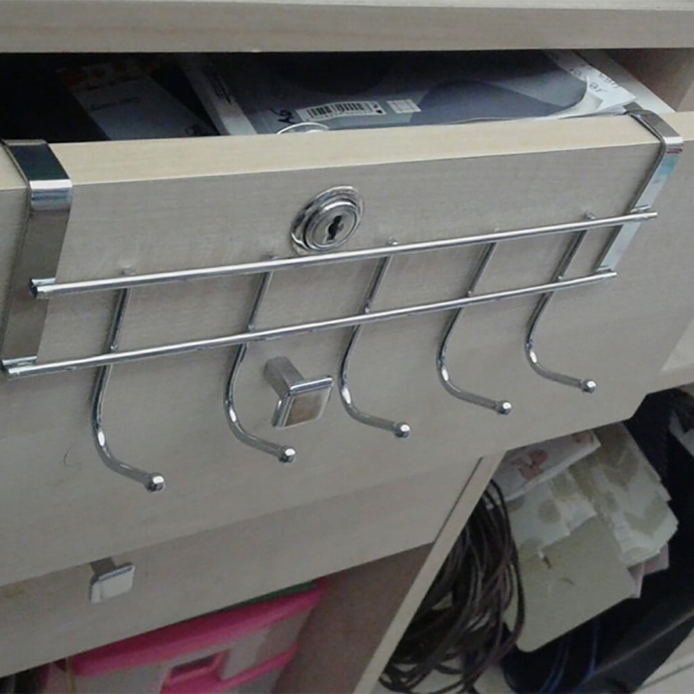 Over The Door Hooks, Door Hanger, Over The Door Towel Rack, Door Coat Towel Hanger Door Coat Rack, No Drilling Metal Hanger with 5 Hooks for Hanging Clothes, Jacket, Hats, 1 Pcs, 9.7x3.5x0.8 17.71