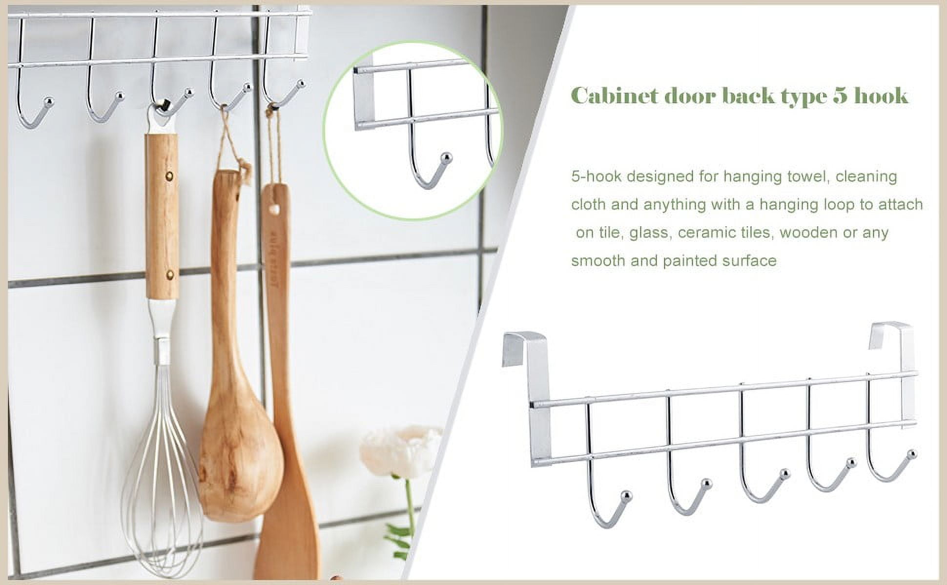 Over The Door Hooks, Door Hanger, Over The Door Towel Rack, Door Coat Towel Hanger Door Coat Rack, No Drilling Metal Hanger with 5 Hooks for Hanging Clothes, Jacket, Hats, 1 Pcs, 9.7x3.5x0.8 17.71
