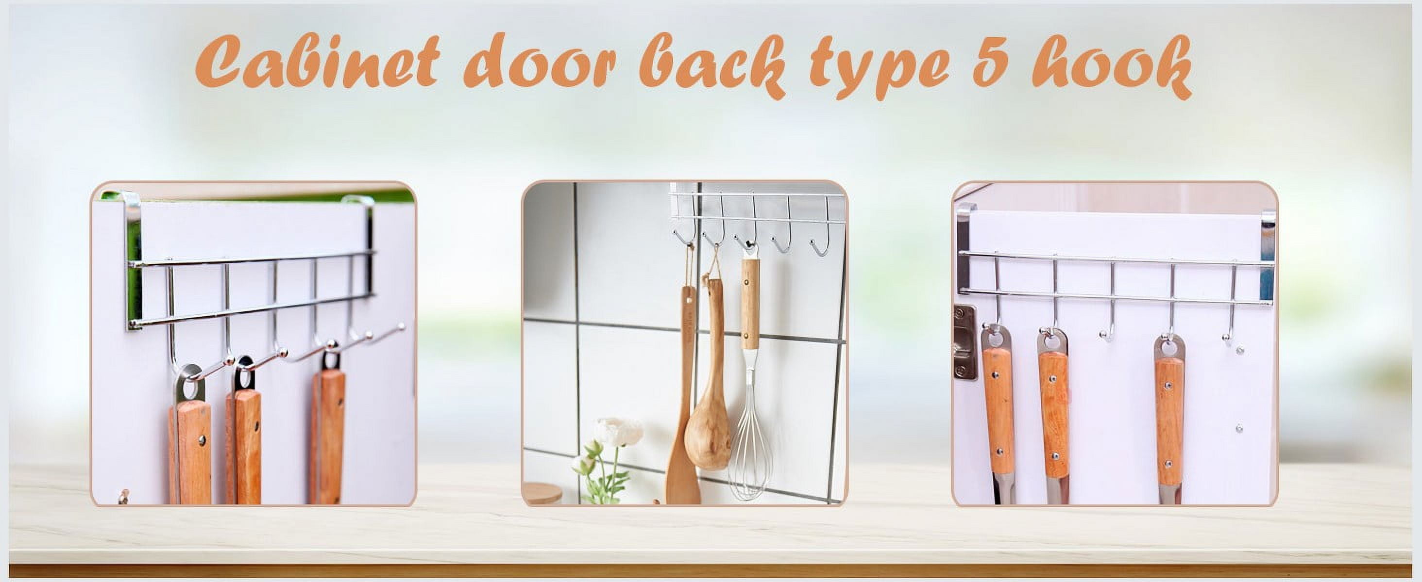 Over The Door Hooks, Door Hanger, Over The Door Towel Rack, Door Coat Towel Hanger Door Coat Rack, No Drilling Metal Hanger with 5 Hooks for Hanging Clothes, Jacket, Hats, 1 Pcs, 9.7x3.5x0.8 17.71
