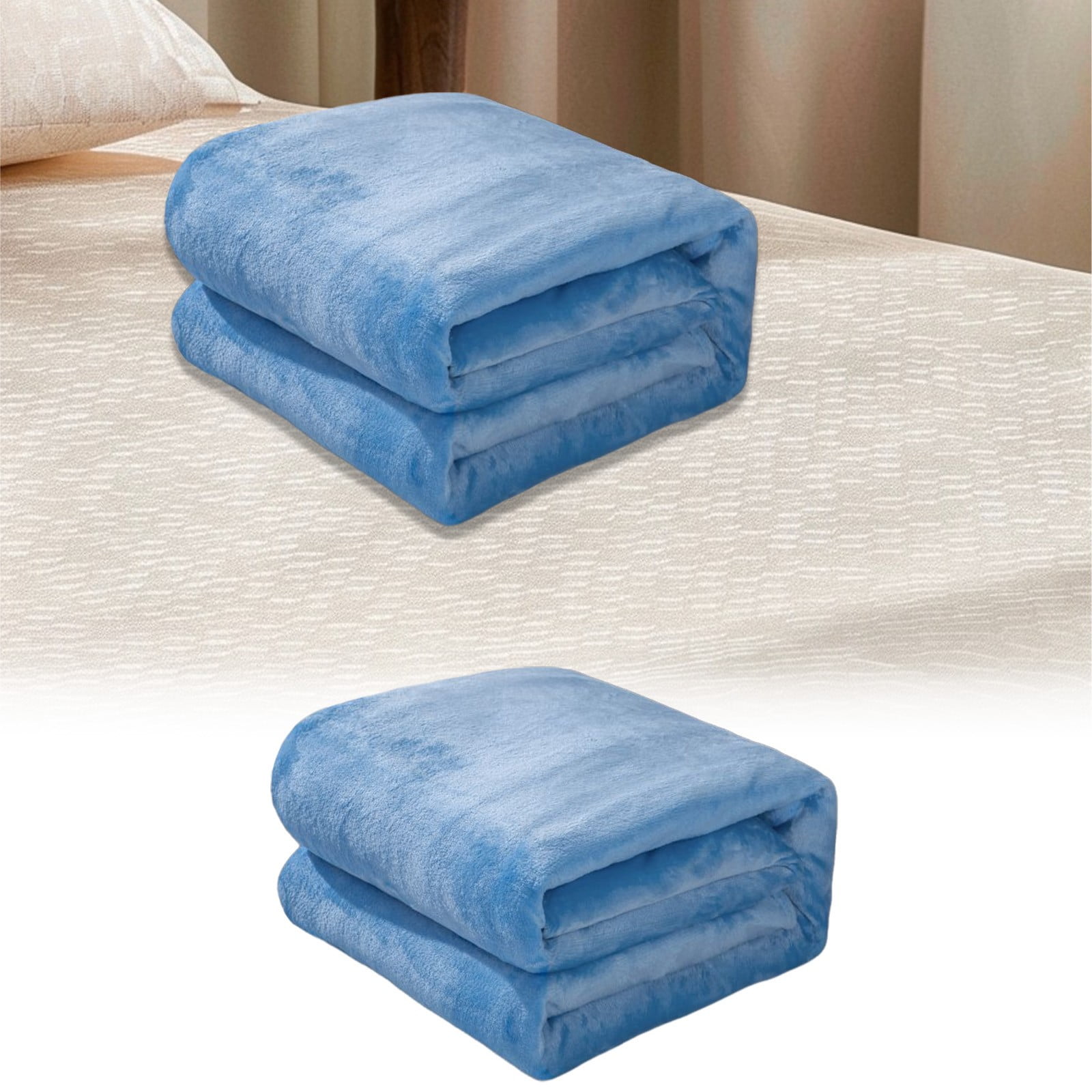 Fleece Throw Blanket for Couch,Super Soft Fuzzy Flannel Throw for Sofa, Luxury Plush Microfiber Bed Blanket, Cozy Home Decorative Velvet Gift Blanket,Fuzzy and Anti-Static(Grey 70x100cm) Blue2 70x100cm - Image 2