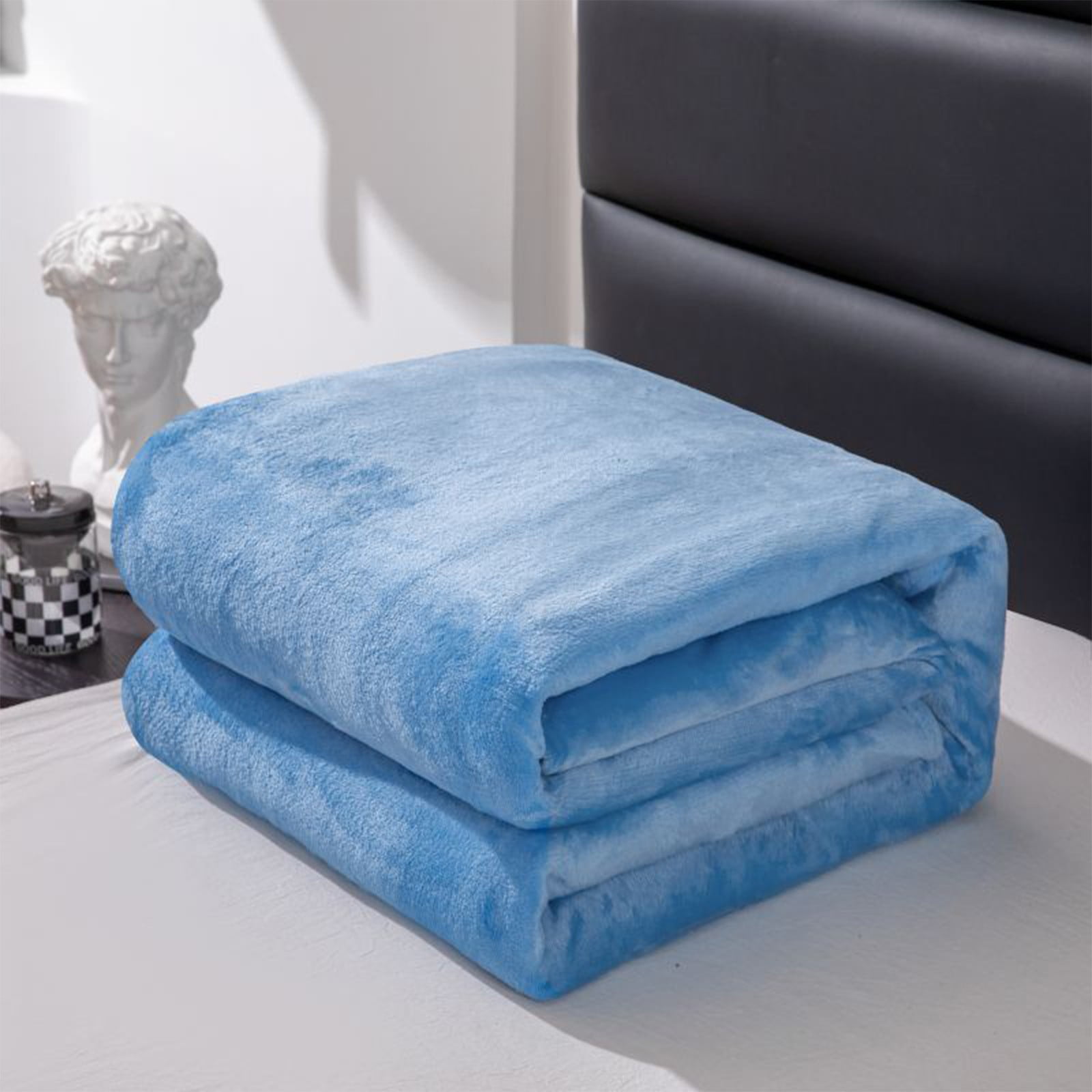 Fleece Throw Blanket for Couch,Super Soft Fuzzy Flannel Throw for Sofa, Luxury Plush Microfiber Bed Blanket, Cozy Home Decorative Velvet Gift Blanket,Fuzzy and Anti-Static(Grey 70x100cm) Blue2 70x100cm - Image 4