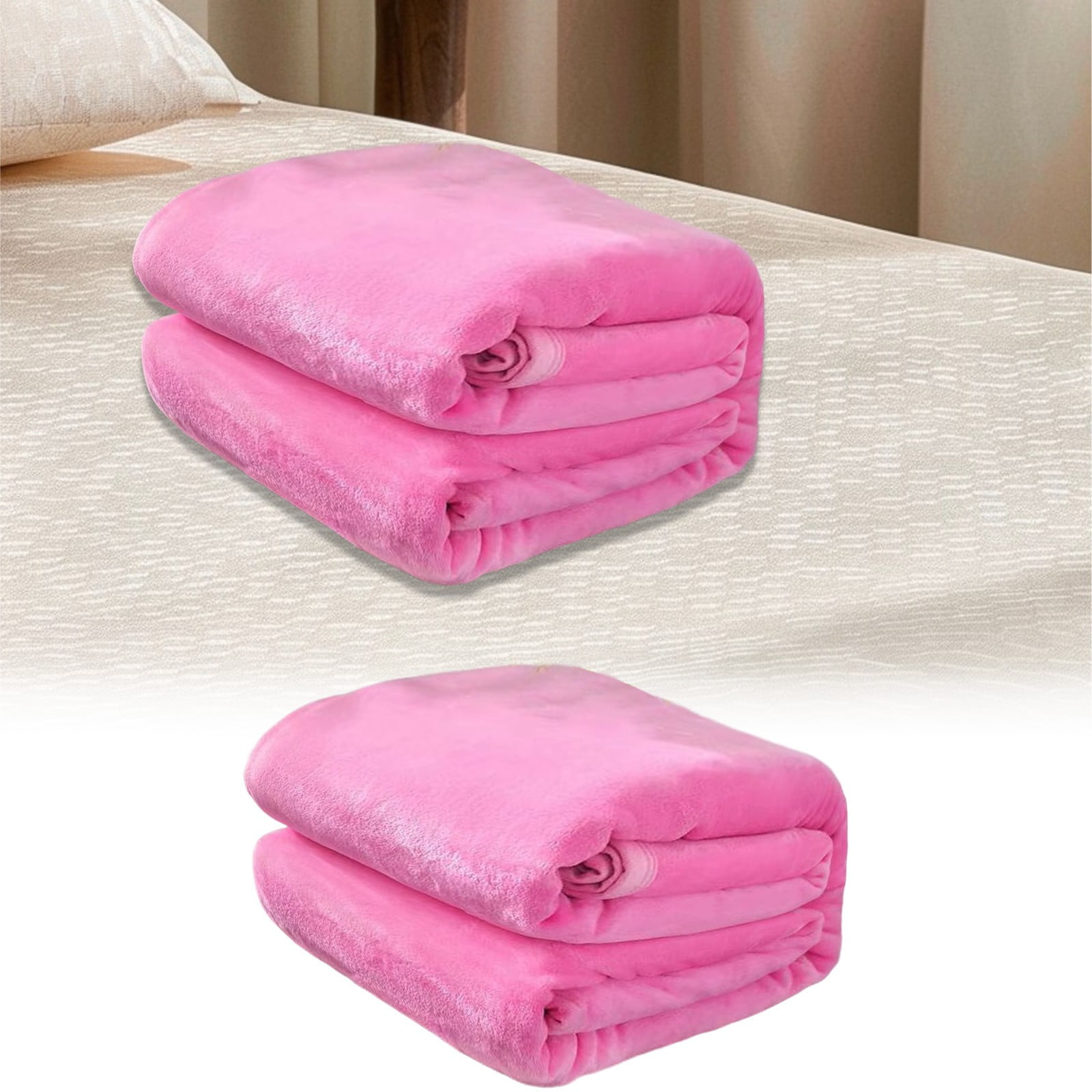 Fleece Throw Blanket for Couch,Super Soft Fuzzy Flannel Throw for Sofa, Luxury Plush Microfiber Bed Blanket, Cozy Home Decorative Velvet Gift Blanket,Fuzzy and Anti-Static(Grey 70x100cm) Pink 70x100cm - Image 2