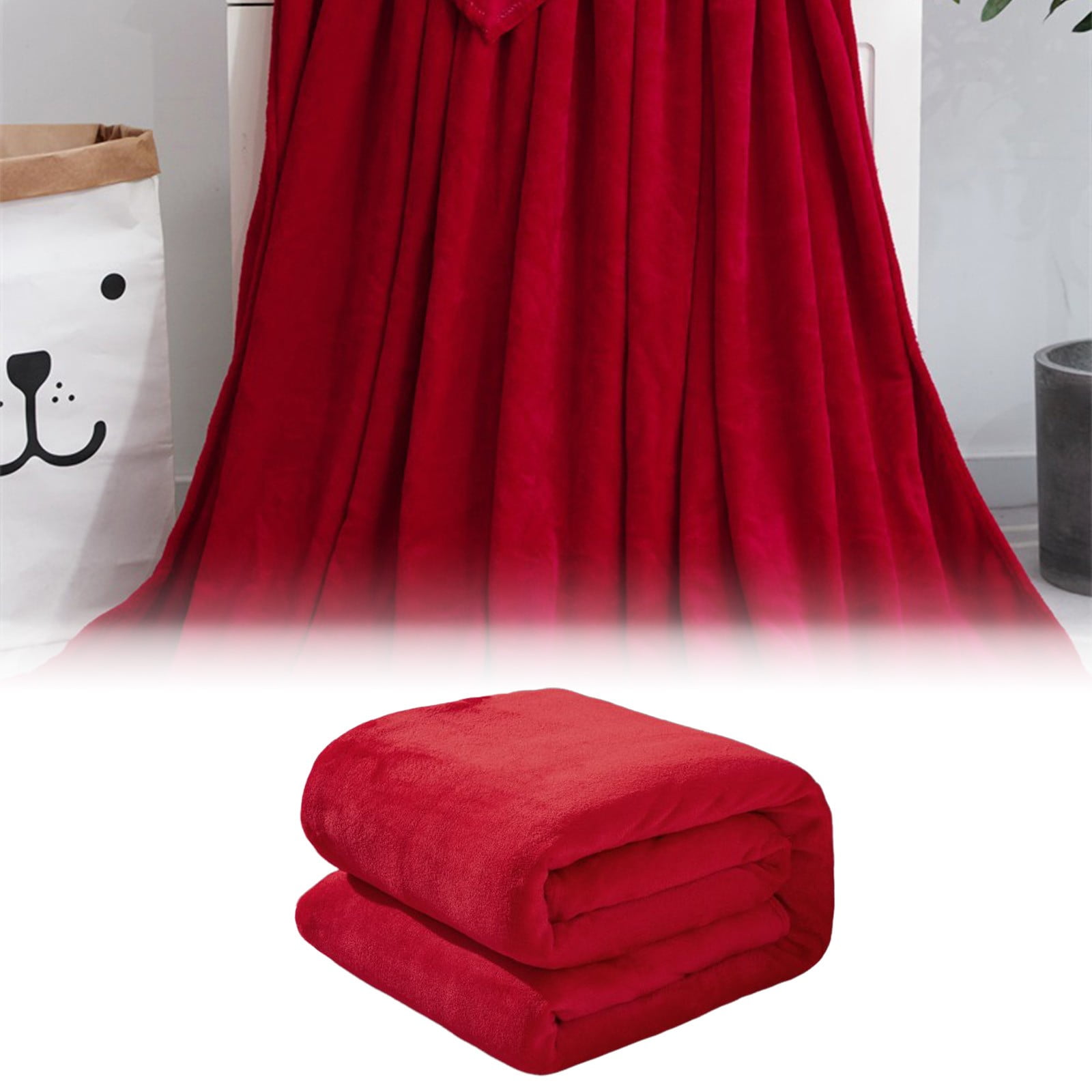 Fleece Throw Blanket for Couch,Super Soft Fuzzy Flannel Throw for Sofa, Luxury Plush Microfiber Bed Blanket, Cozy Home Decorative Velvet Gift Blanket,Fuzzy and Anti-Static(Grey 70x100cm) Red 70x100cm - Image 2