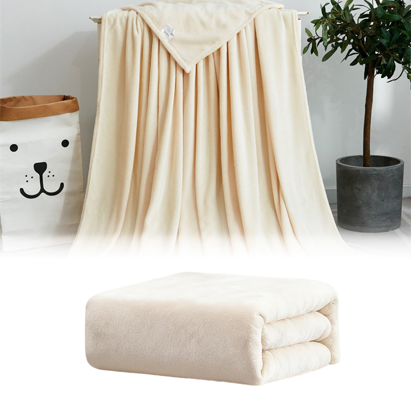Fleece Throw Blanket for Couch,Super Soft Fuzzy Flannel Throw for Sofa, Luxury Plush Microfiber Bed Blanket, Cozy Home Decorative Velvet Gift Blanket,Fuzzy and Anti-Static(Grey 70x100cm) White 70x100cm - Image 2