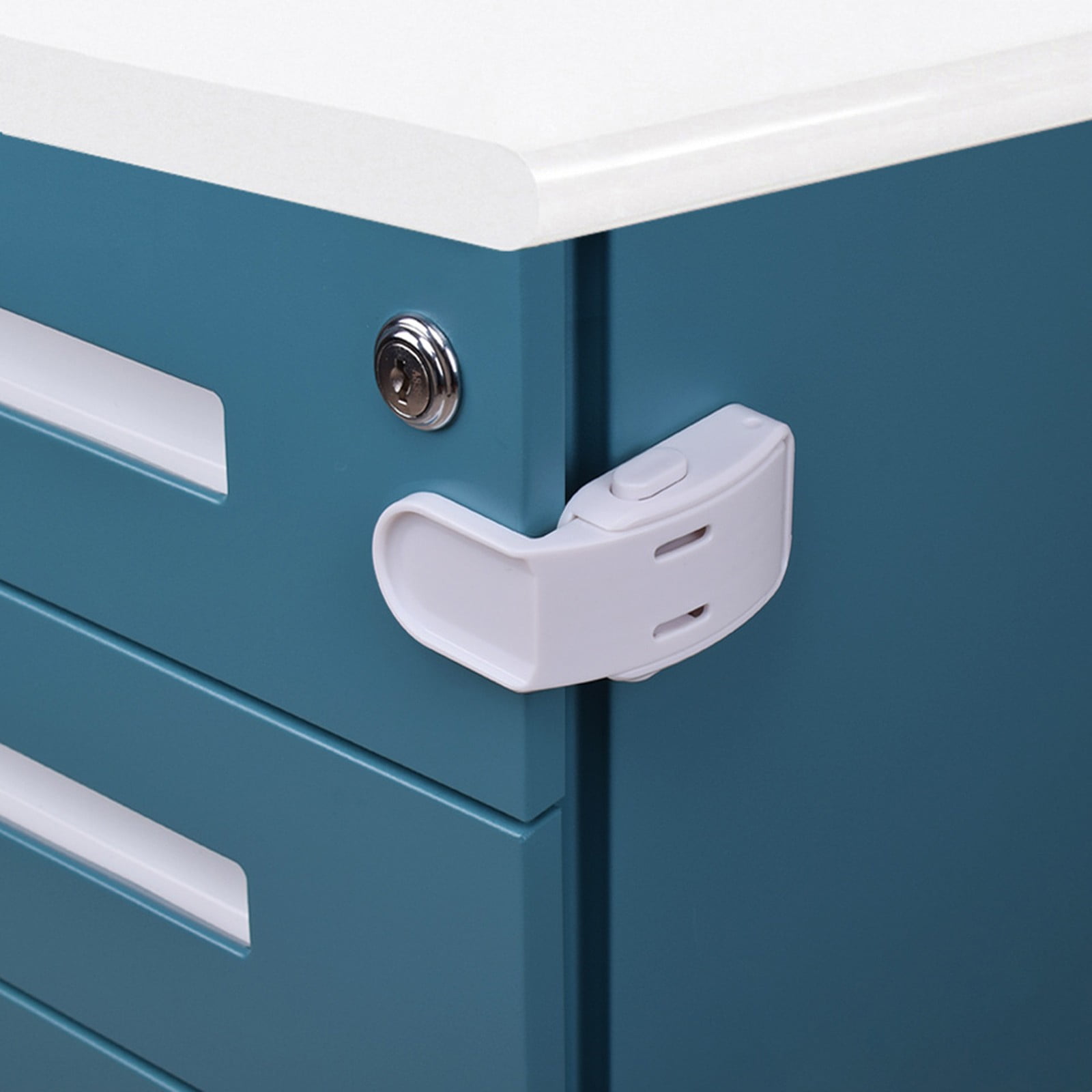 Drawer Locks Child Proofing, Child Proof Cabinet Locks For 0-12 Month Safety Botton Lock For Drawers Side Furniture Latches Corner Edges, 1 Pcs, 2.68x2.28 2.68