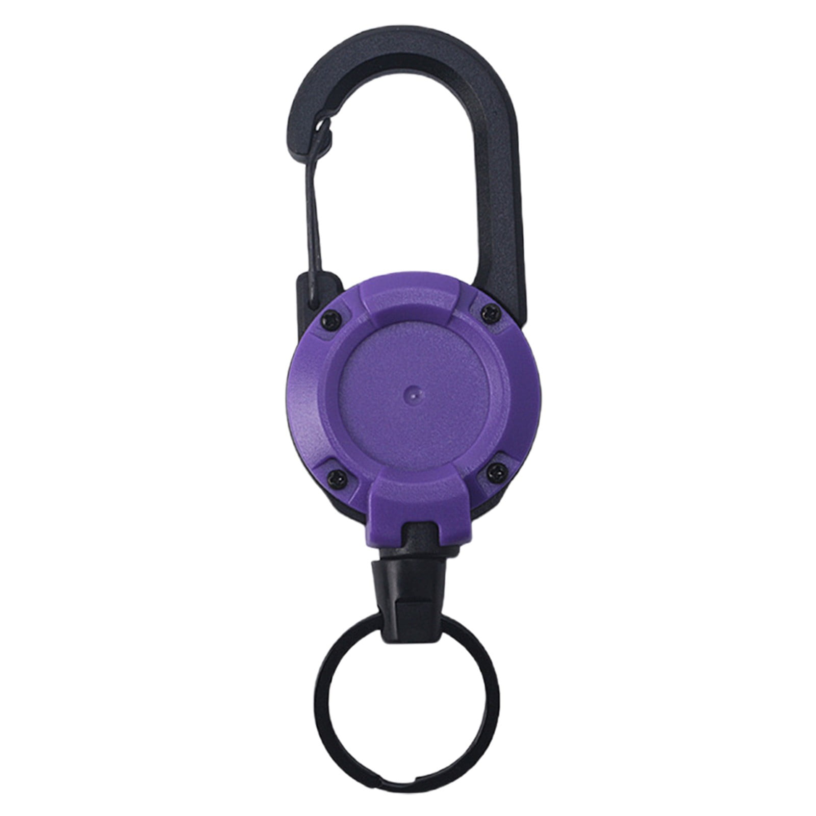 1 Pcs Retractable Keychain,Heavy-Duty Carabiner Badge Holder,Multitool Carabiner Badge Holder,Retractable Keychain Clip Id Holder,Stainless Cord And Extendable Key Ring,Badges & Outdoor Work Purple - Image 1