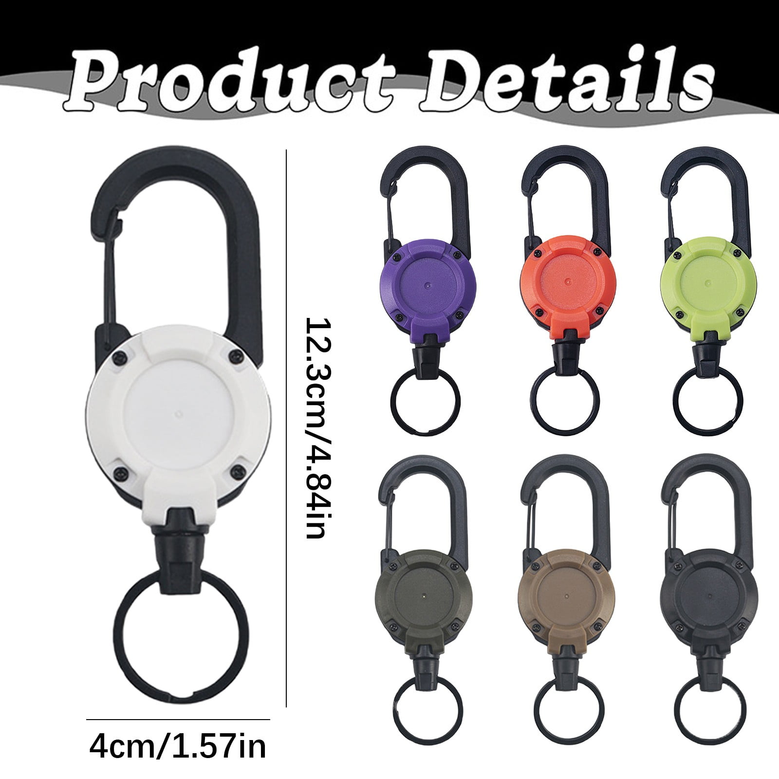 1 Pcs Retractable Keychain,Heavy-Duty Carabiner Badge Holder,Multitool Carabiner Badge Holder,Retractable Keychain Clip Id Holder,Stainless Cord And Extendable Key Ring,Badges & Outdoor Work Purple - Image 3
