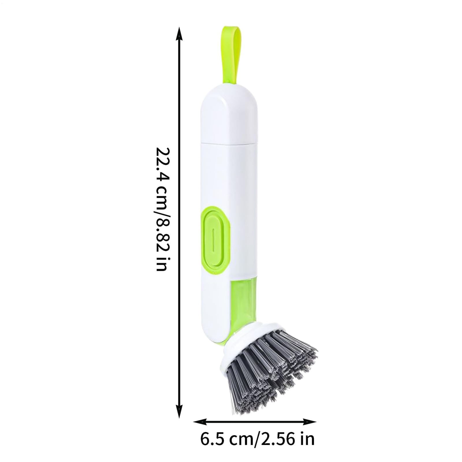 Handheld Press Liquid Dispensing Cleaning Brush with 2 Replaceable Heads, Multi‑Purpose Kitchen Dish Brush Pot Scrubber for Sink Tile Bathroom Household Cleaning - Image 3