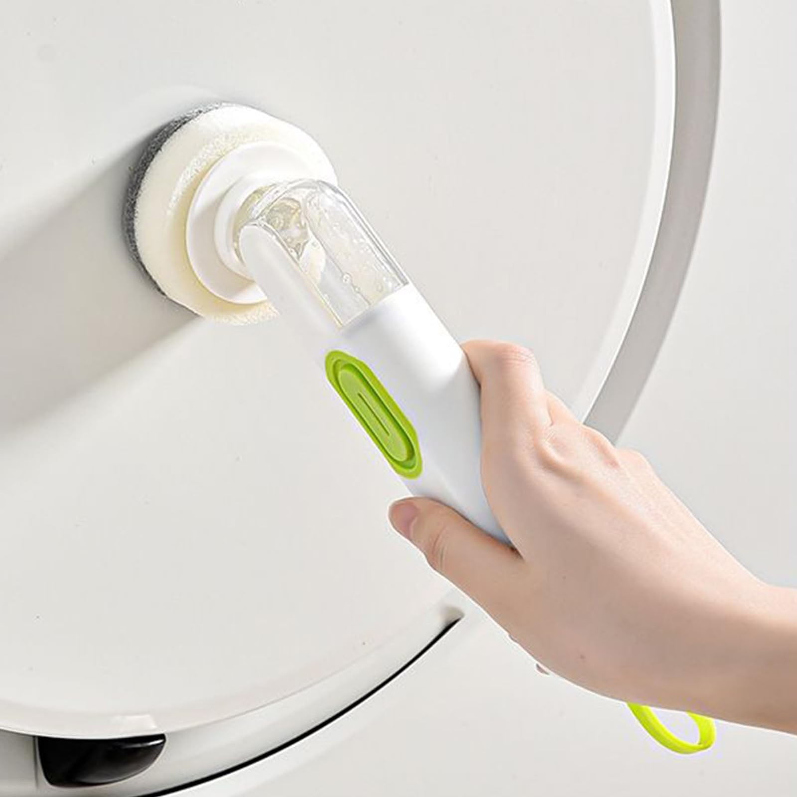 Handheld Press Liquid Dispensing Cleaning Brush with 2 Replaceable Heads, Multi‑Purpose Kitchen Dish Brush Pot Scrubber for Sink Tile Bathroom Household Cleaning - Image 8