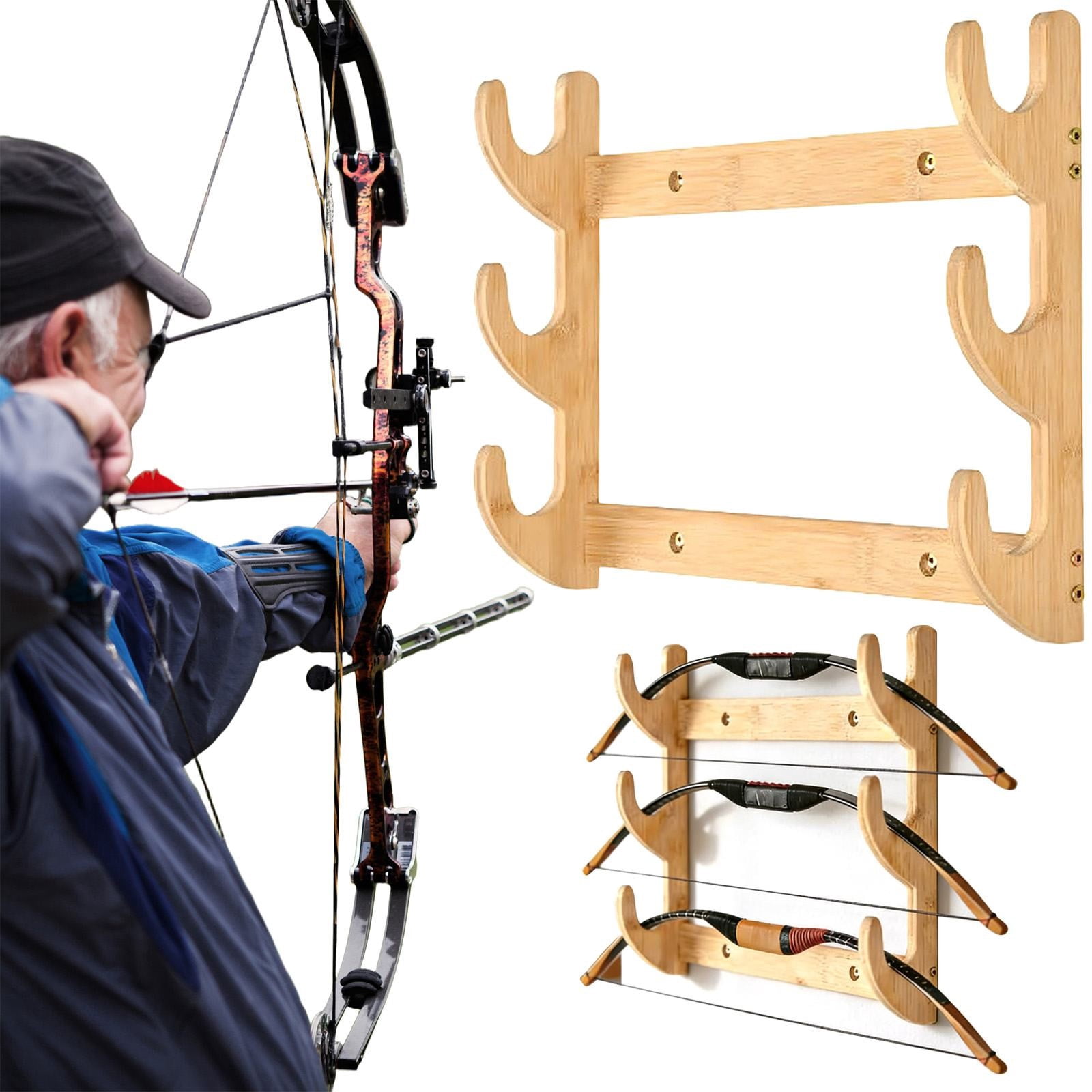 Bow Rack, Wall Mount Sword Holder, Wooden Wall Mount Bow Hanger Heavy Duty Archery Bows Wall Holder for Compound & Recurve Bows, Only Rack, 1 Pcs, 15.35x11.81x1.57 15.35