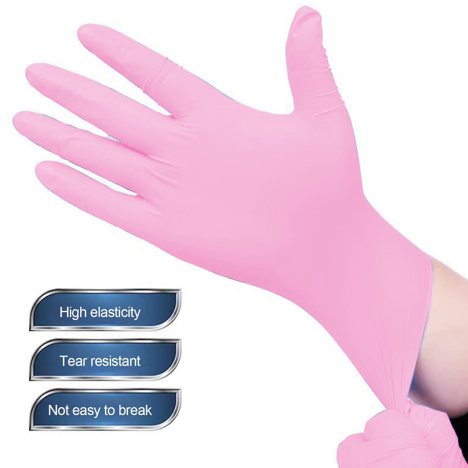 Nitrile Disposable Single Use Safety Gloves,Sustainable,Disposable Nitrile Gloves Food Grade Catering Kitchen Household Beauty Rubber Nitrile Gloves,(1 Box/50 Gloves) Pink - Image 1