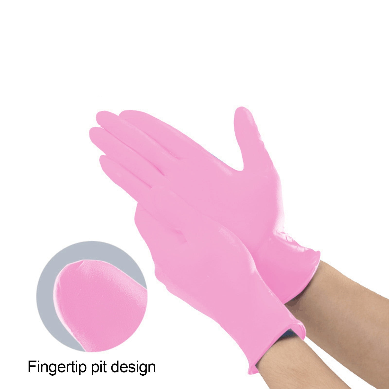 Nitrile Disposable Single Use Safety Gloves,Sustainable,Disposable Nitrile Gloves Food Grade Catering Kitchen Household Beauty Rubber Nitrile Gloves,(1 Box/50 Gloves) Pink - Image 2