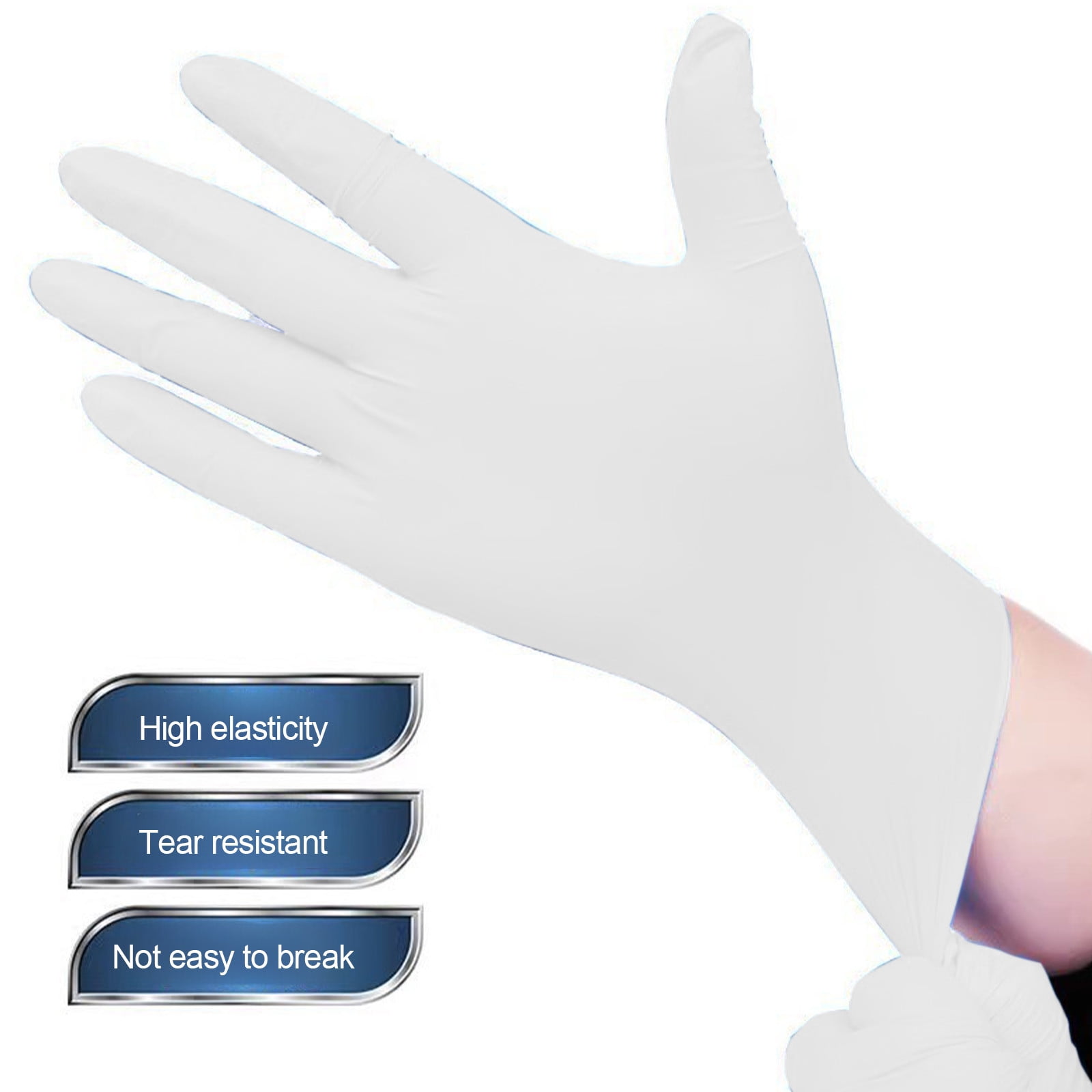 Nitrile Disposable Single Use Safety Gloves,Sustainable,Disposable Nitrile Gloves Food Grade Catering Kitchen Household Beauty Rubber Nitrile Gloves,(1 Box/50 Gloves) White - Image 1