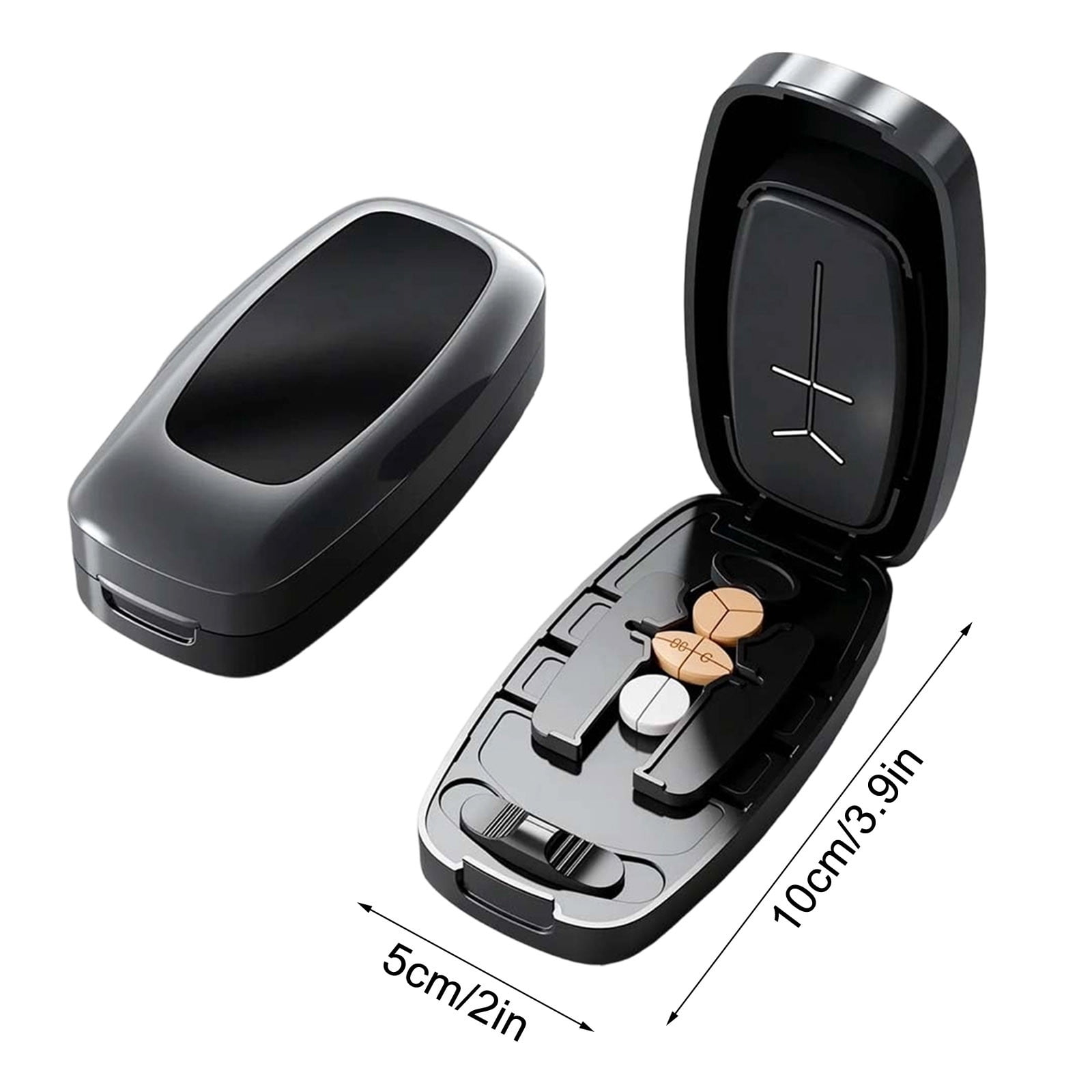 Dual Fixing Clips, Multi-Pill Cutting, Adjustable Slot Pill Cutter - Fits Small/Large Pills, Vitamins, Oval/Long Tablets | 1/2, 1/3, 1/4 Even Splitting, Precision Split, Hidden Sharp Blade B - Image 4