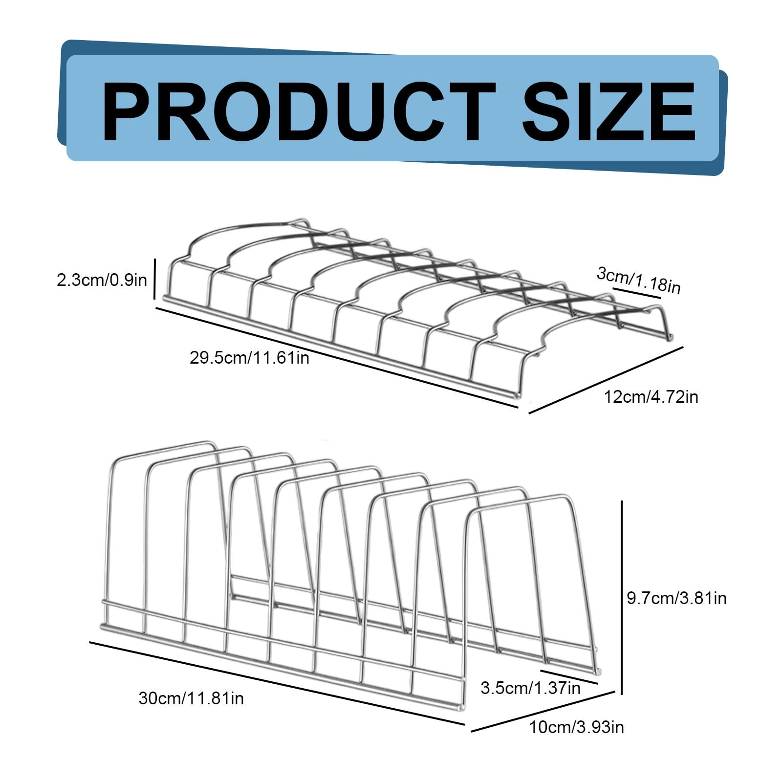 1 Pcs Lid Organizer,Pot Lid Organizer,Metal Pot Lid Holder,8-Tier Pot Lid Rack for Bakeware Dish Plate,Cutting Boards,Pots & Pans,Serving Trays,Containers in Cabinet Pantry,(A,11.61x4.72x0.9 in) B - Image 2
