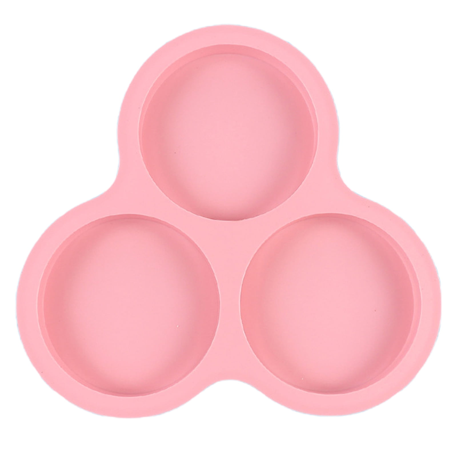 1 Pcs Silicone Egg Cups for Air Fryer,3-Cavity Cupcake Baking Tray,Round Silicone Baking Tools,Round Silicone Ramekins,for Sandwiches,Non-Stick Tray for Baking Accessories,(Dark Gray,9.06x8.46 in) Pink - Image 1