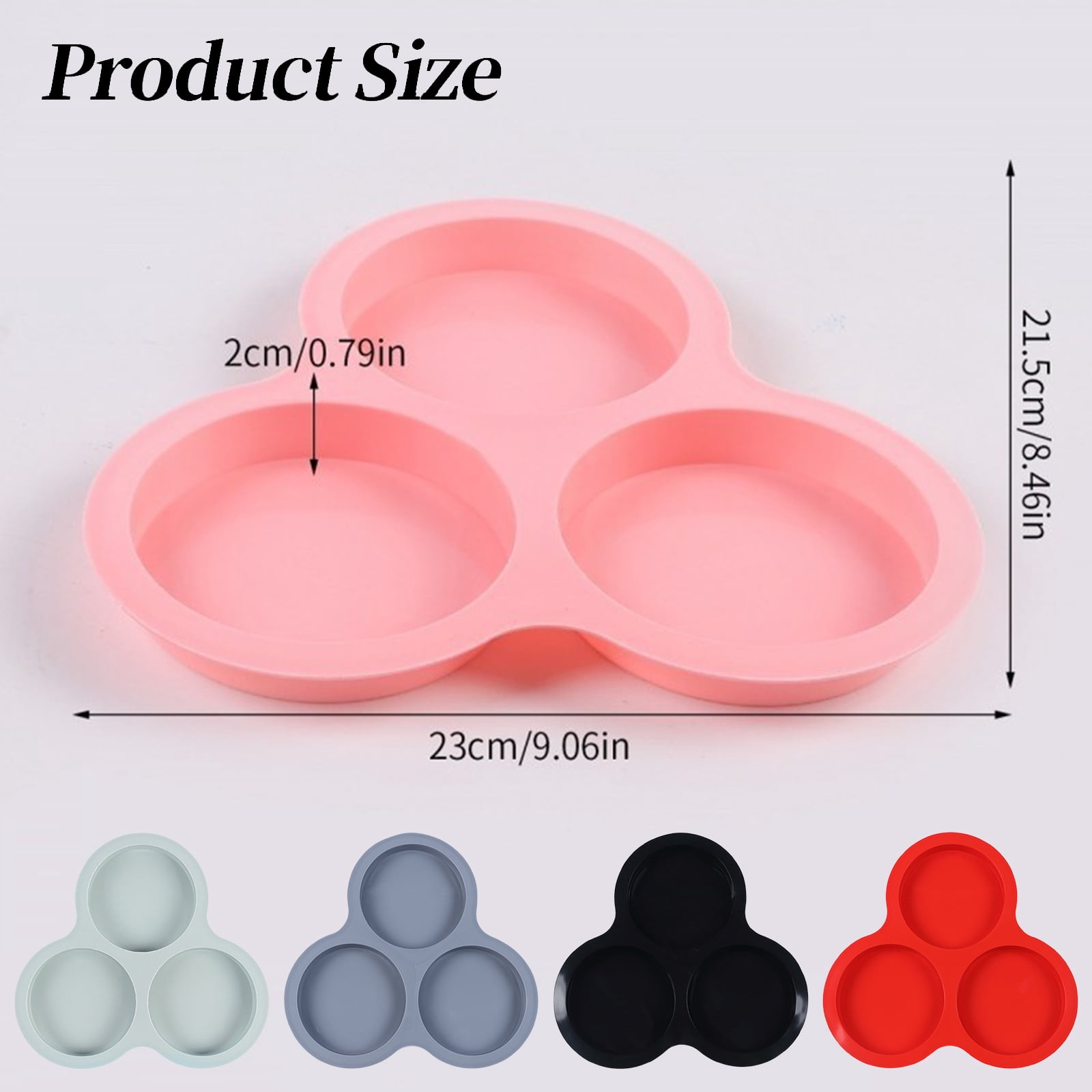 1 Pcs Silicone Egg Cups for Air Fryer,3-Cavity Cupcake Baking Tray,Round Silicone Baking Tools,Round Silicone Ramekins,for Sandwiches,Non-Stick Tray for Baking Accessories,(Dark Gray,9.06x8.46 in) Pink - Image 3
