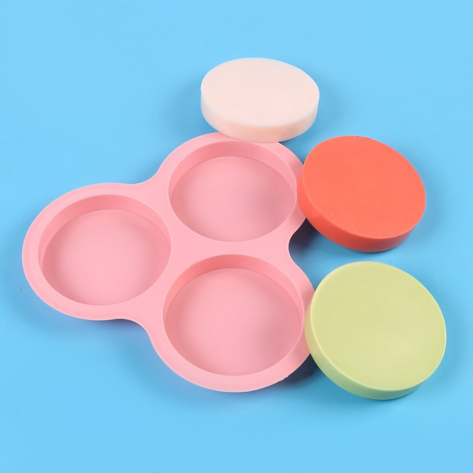 1 Pcs Silicone Egg Cups for Air Fryer,3-Cavity Cupcake Baking Tray,Round Silicone Baking Tools,Round Silicone Ramekins,for Sandwiches,Non-Stick Tray for Baking Accessories,(Dark Gray,9.06x8.46 in) Pink - Image 4