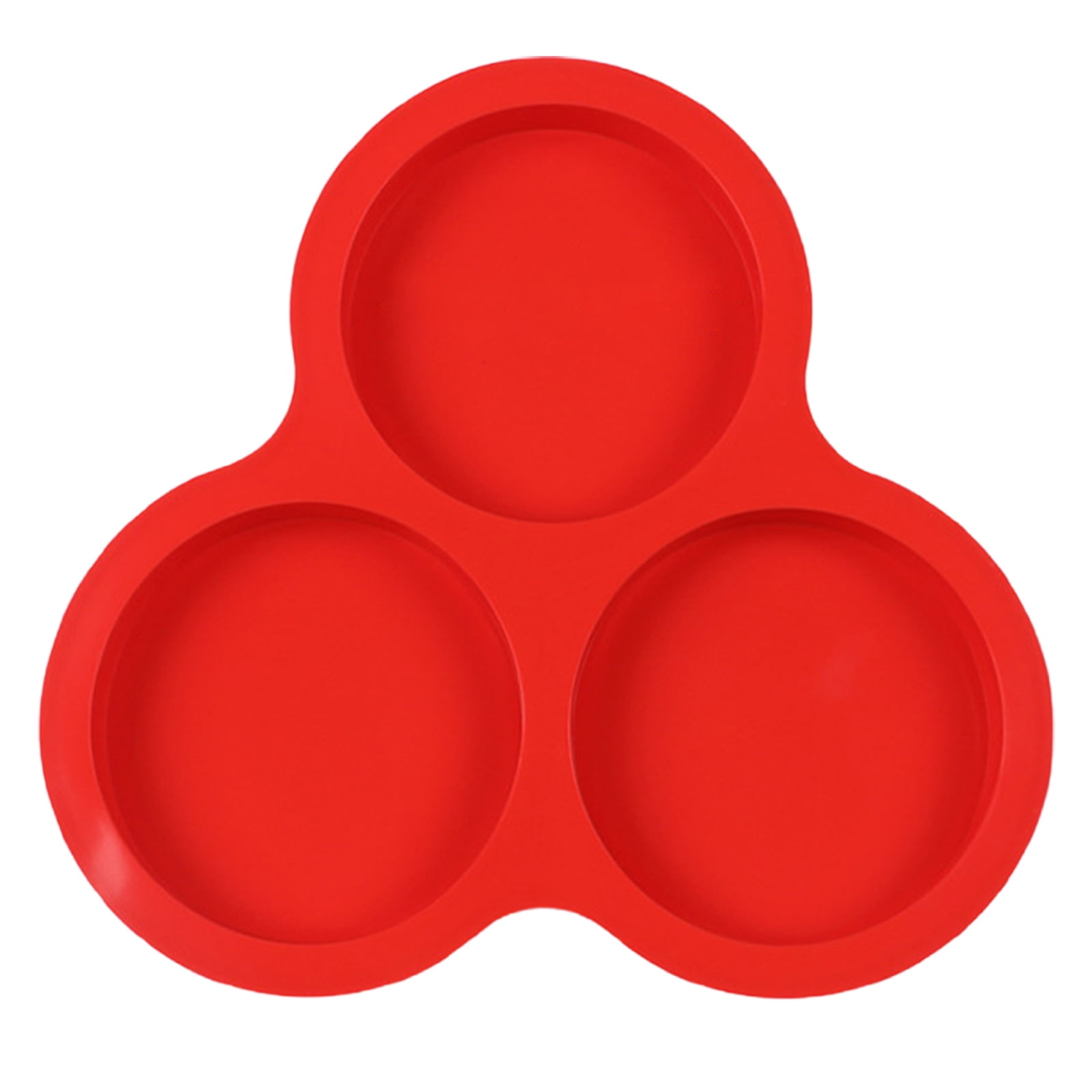 1 Pcs Silicone Egg Cups for Air Fryer,3-Cavity Cupcake Baking Tray,Round Silicone Baking Tools,Round Silicone Ramekins,for Sandwiches,Non-Stick Tray for Baking Accessories,(Dark Gray,9.06x8.46 in) Red - Image 1