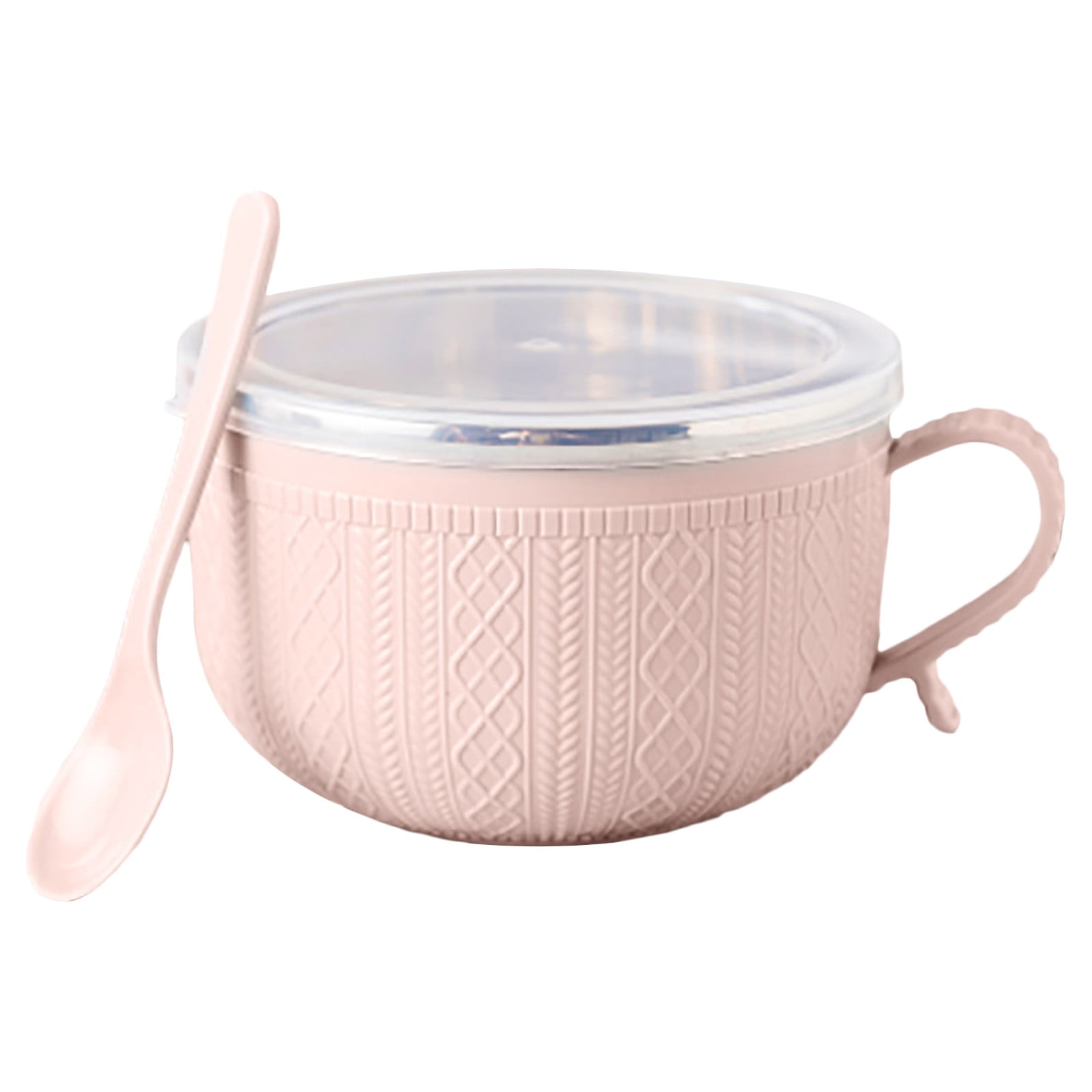 5.5'x3.74' Soup Mugs with Handles,Food Grade Heat-Resistant Bowl,Plastic Bowls Mugs with Handles for Coffee Cereal Snacks,Microwave and Dishwasher Safe Soup Cups for Cereal,Coffee,Travel(Pink) Pink - Image 1