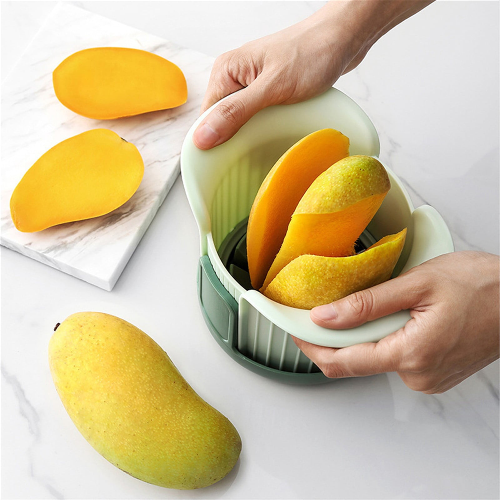 Apple Slicer, Heavy Duty Apple Corer and Slicer with Comfort Handles, 8-Slice Large Apple Slicer, with 1 Pcs Tomato & Fruit Cutting Blades, 1 Set Multisize Silver2 - Image 5