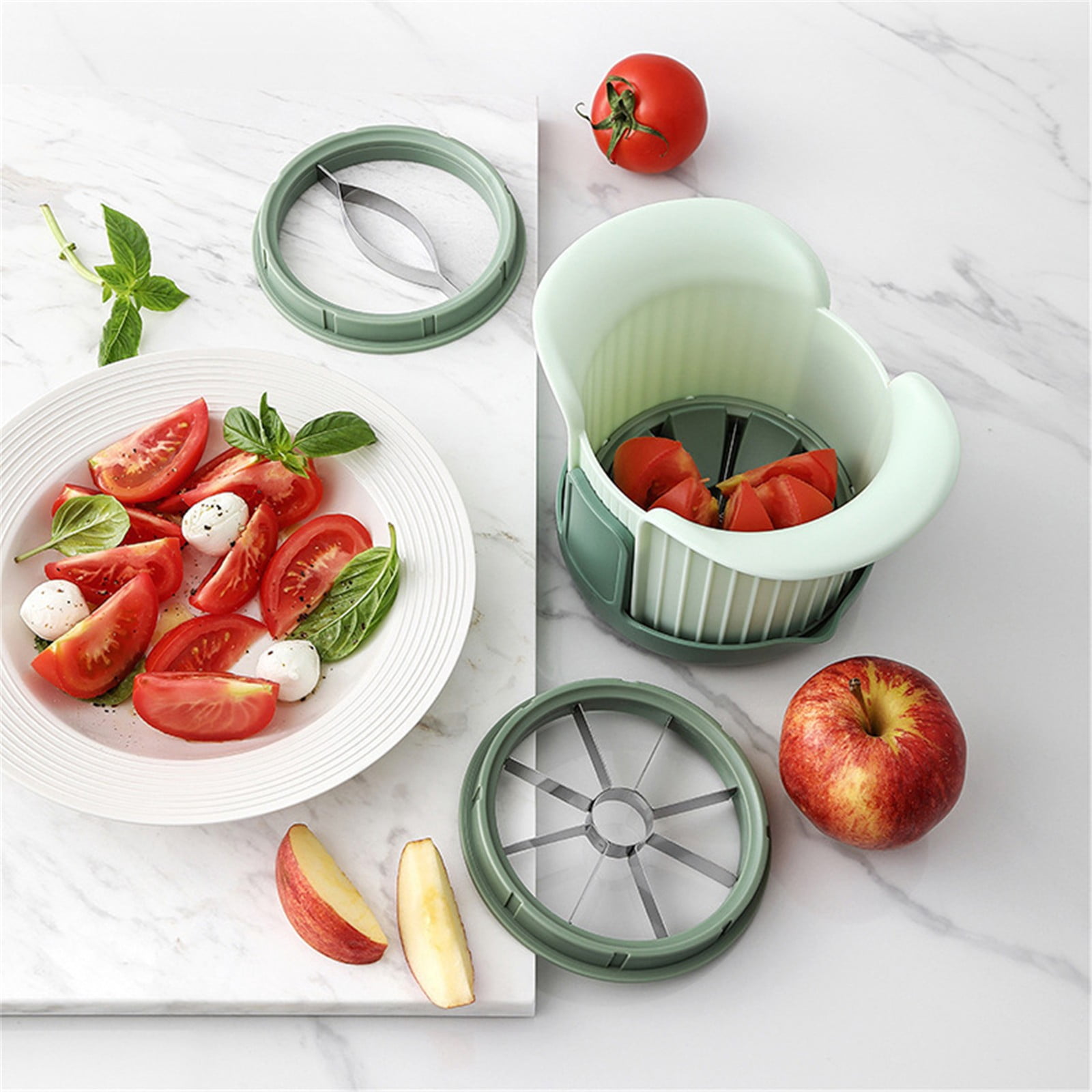 Apple Slicer, Heavy Duty Apple Corer and Slicer with Comfort Handles, 8-Slice Large Apple Slicer, with 1 Pcs Tomato & Fruit Cutting Blades, 1 Set Multisize Silver2 - Image 7