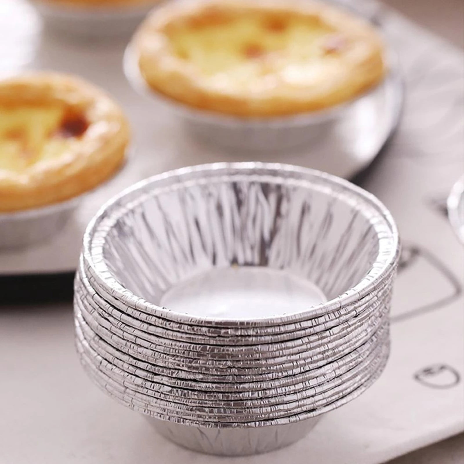 50 Pcs Mini Pie Pans,Small Pie Pans,Round Foil Pans,Disposable Foil Tart Pans,Foil Disposable Egg Tart Mould, Tart Pans For Making Cupcake, Quiche Pie, Caramel Pudding,(Silver,1.57x0.79 in) Silver - Image 1