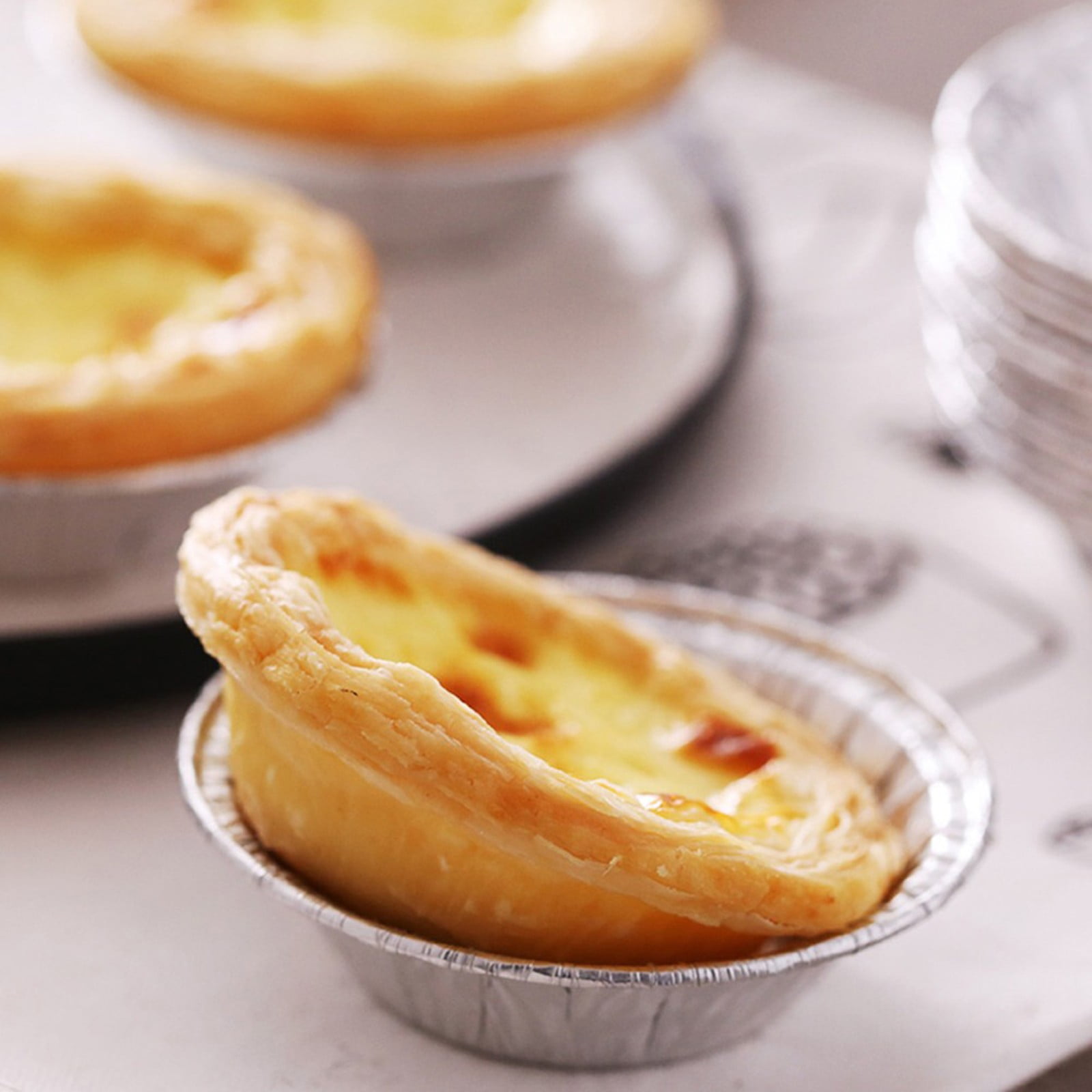 50 Pcs Mini Pie Pans,Small Pie Pans,Round Foil Pans,Disposable Foil Tart Pans,Foil Disposable Egg Tart Mould, Tart Pans For Making Cupcake, Quiche Pie, Caramel Pudding,(Silver,1.57x0.79 in) Silver - Image 4