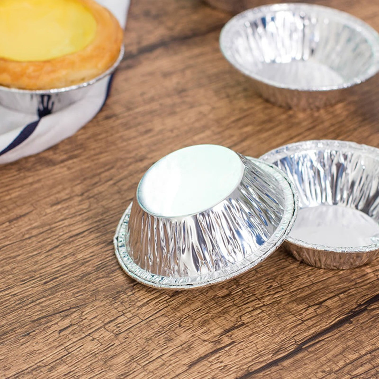 50 Pcs Mini Pie Pans,Small Pie Pans,Round Foil Pans,Disposable Foil Tart Pans,Foil Disposable Egg Tart Mould, Tart Pans For Making Cupcake, Quiche Pie, Caramel Pudding,(Silver,1.57x0.79 in) Silver - Image 6