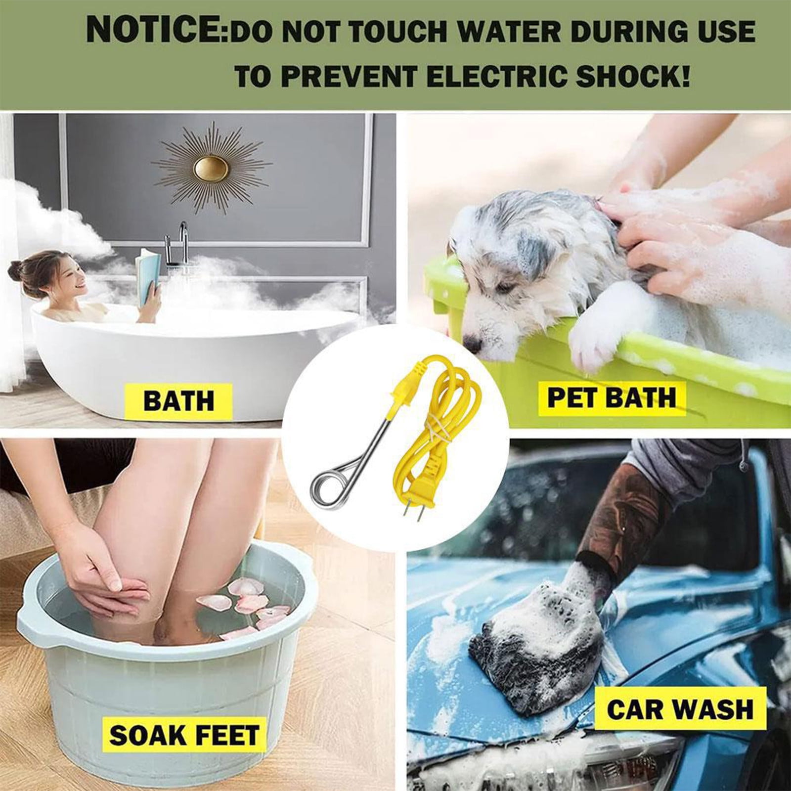 Portable Electric Immersion Water Heater，600W Stainless Steel for Fast Boiling in Cups，Foldable Plug for Easy Storage and Travel，Energy Efficient for Office，Dorm，or Camping Use - Image 6
