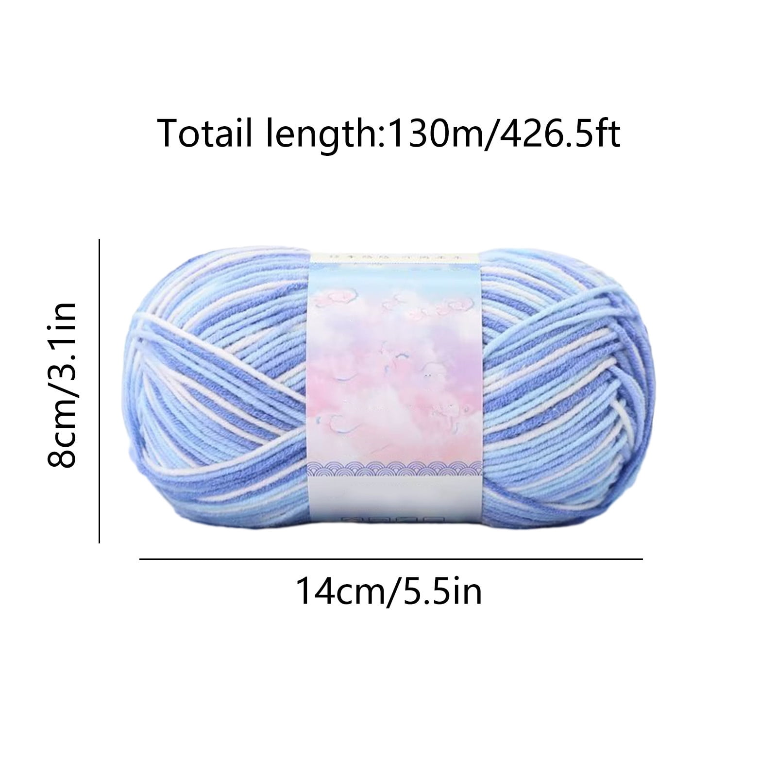 Milk Cotton Tie-Dye Yarn for Knitting and Crochet,130m Multicolor Gradient Wool,Soft and Durable for Blankets and Crafts,Versatile Use for DIY Projects and Creative Knitting Blue - Image 3