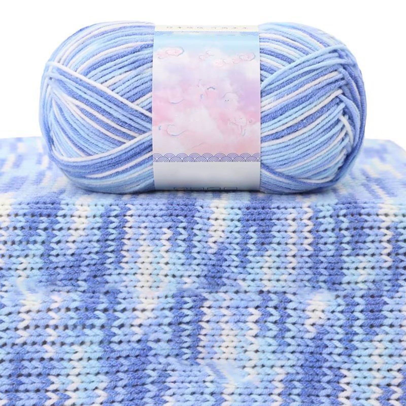 Milk Cotton Tie-Dye Yarn for Knitting and Crochet,130m Multicolor Gradient Wool,Soft and Durable for Blankets and Crafts,Versatile Use for DIY Projects and Creative Knitting Blue - Image 6