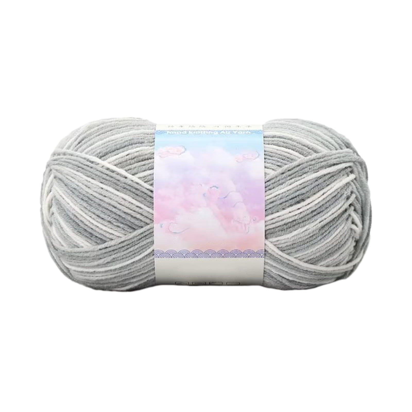 Milk Cotton Tie-Dye Yarn for Knitting and Crochet,130m Multicolor Gradient Wool,Soft and Durable for Blankets and Crafts,Versatile Use for DIY Projects and Creative Knitting Gray - Image 1
