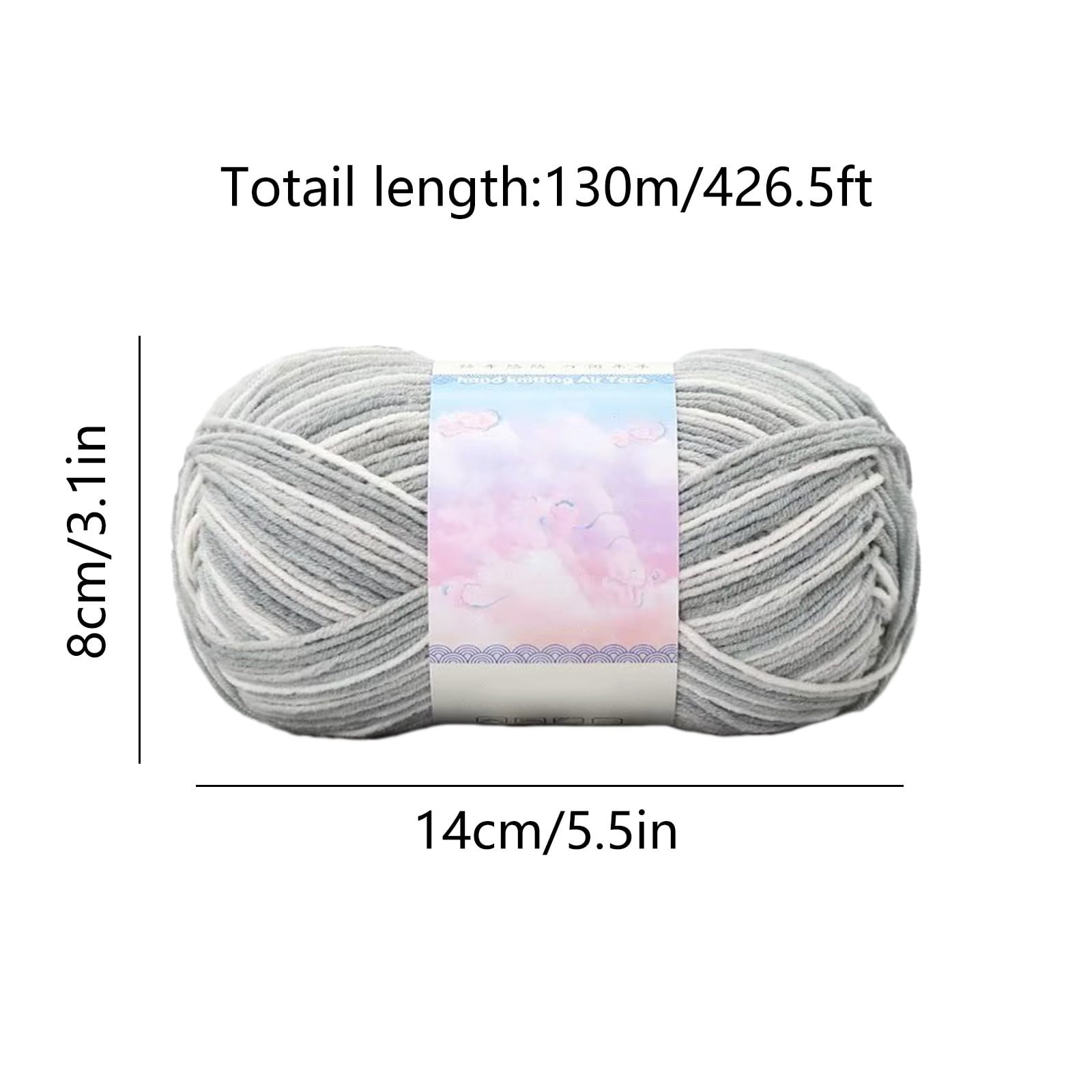 Milk Cotton Tie-Dye Yarn for Knitting and Crochet,130m Multicolor Gradient Wool,Soft and Durable for Blankets and Crafts,Versatile Use for DIY Projects and Creative Knitting Gray - Image 3
