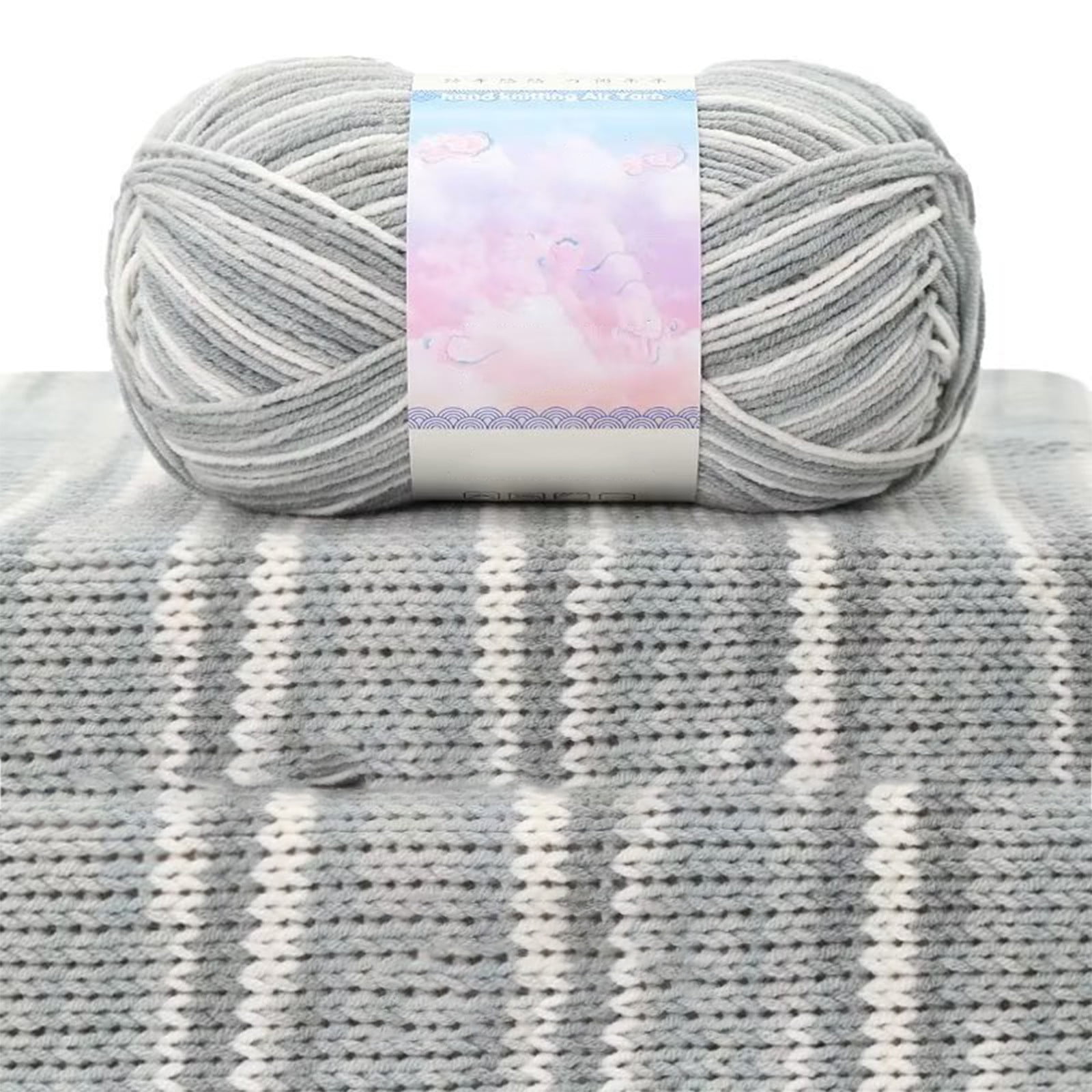 Milk Cotton Tie-Dye Yarn for Knitting and Crochet,130m Multicolor Gradient Wool,Soft and Durable for Blankets and Crafts,Versatile Use for DIY Projects and Creative Knitting Gray - Image 6
