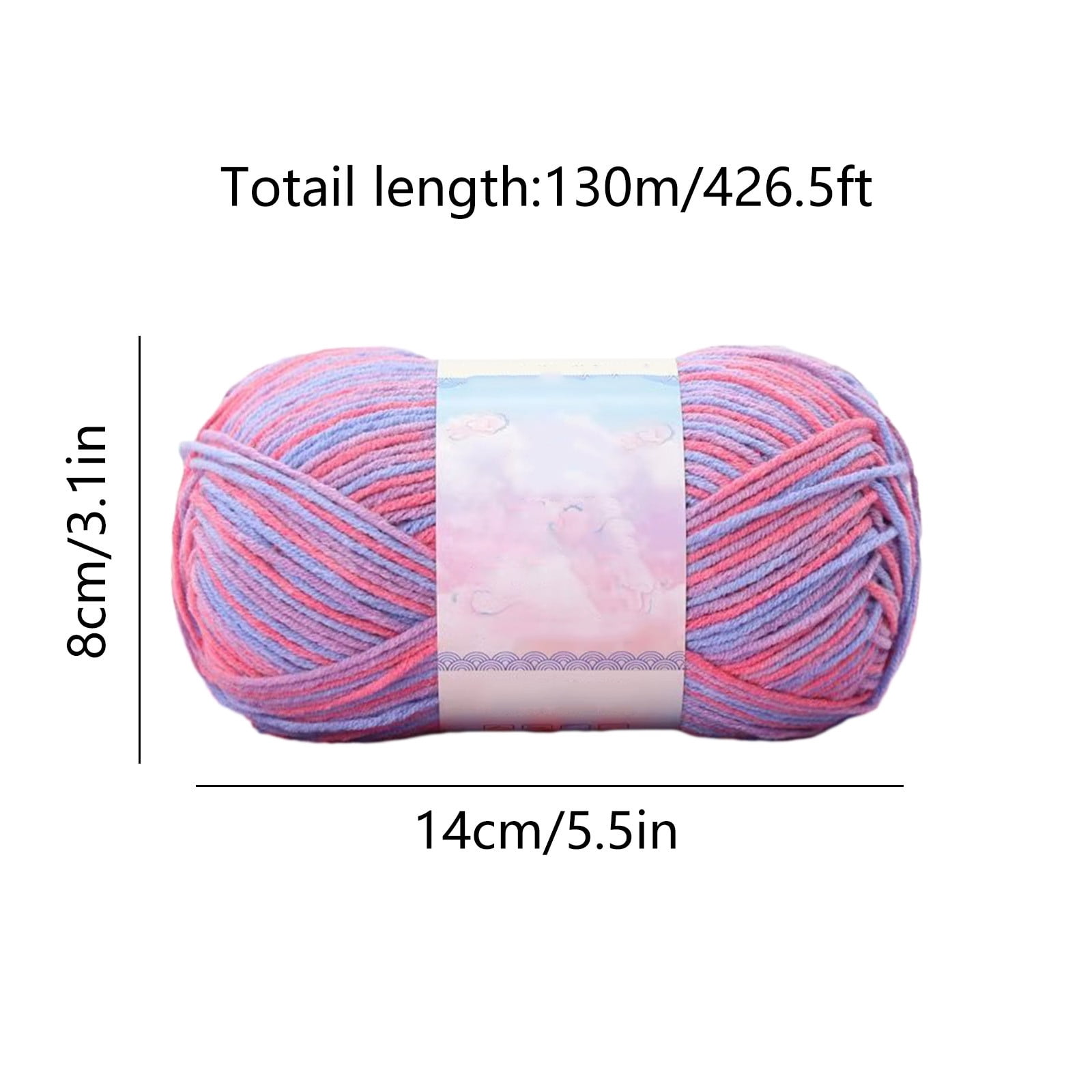 Milk Cotton Tie-Dye Yarn for Knitting and Crochet,130m Multicolor Gradient Wool,Soft and Durable for Blankets and Crafts,Versatile Use for DIY Projects and Creative Knitting Pink - Image 3