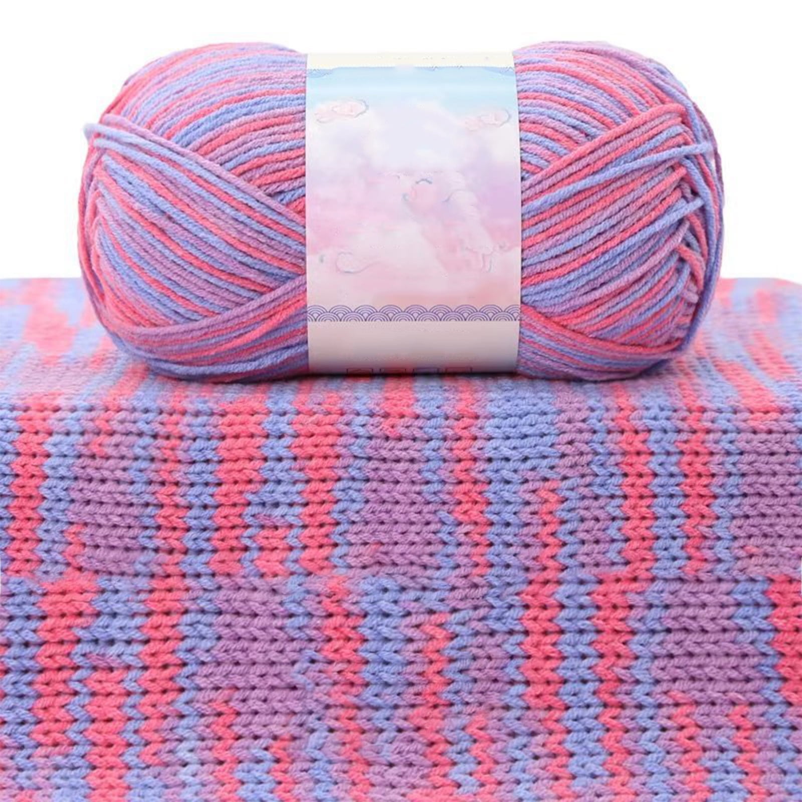 Milk Cotton Tie-Dye Yarn for Knitting and Crochet,130m Multicolor Gradient Wool,Soft and Durable for Blankets and Crafts,Versatile Use for DIY Projects and Creative Knitting Pink - Image 6