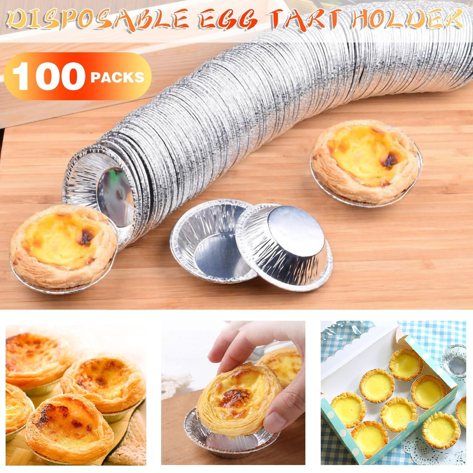 100 PCS Disposable Aluminum Foil Baking Cups,7x4x2cm Muffin and Cookie Molds,Oven Safe and No Cleaning Needed,Perfect for Cupcakes,Tartlets,and Party Treats,Convenient and Hygienic - Image 1