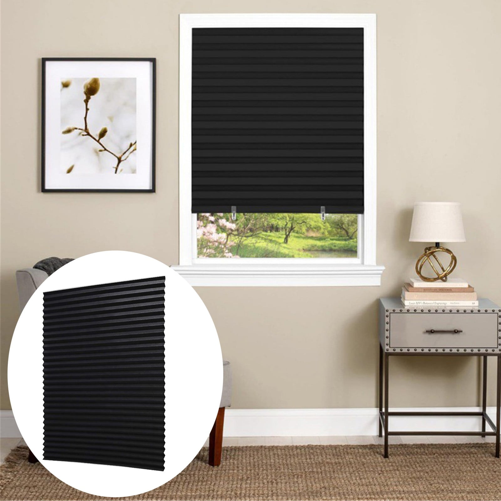 1 Pack Sunshade Shades,Pleated Paper Blinds for Indoor Windows Cut to Size Paper Shades,Thermal Insulation Blinds for Windows,No Tools,No Drilling for Office, Bedroom, Living Room(White 60x150cm) Black 90x150cm - Image 4