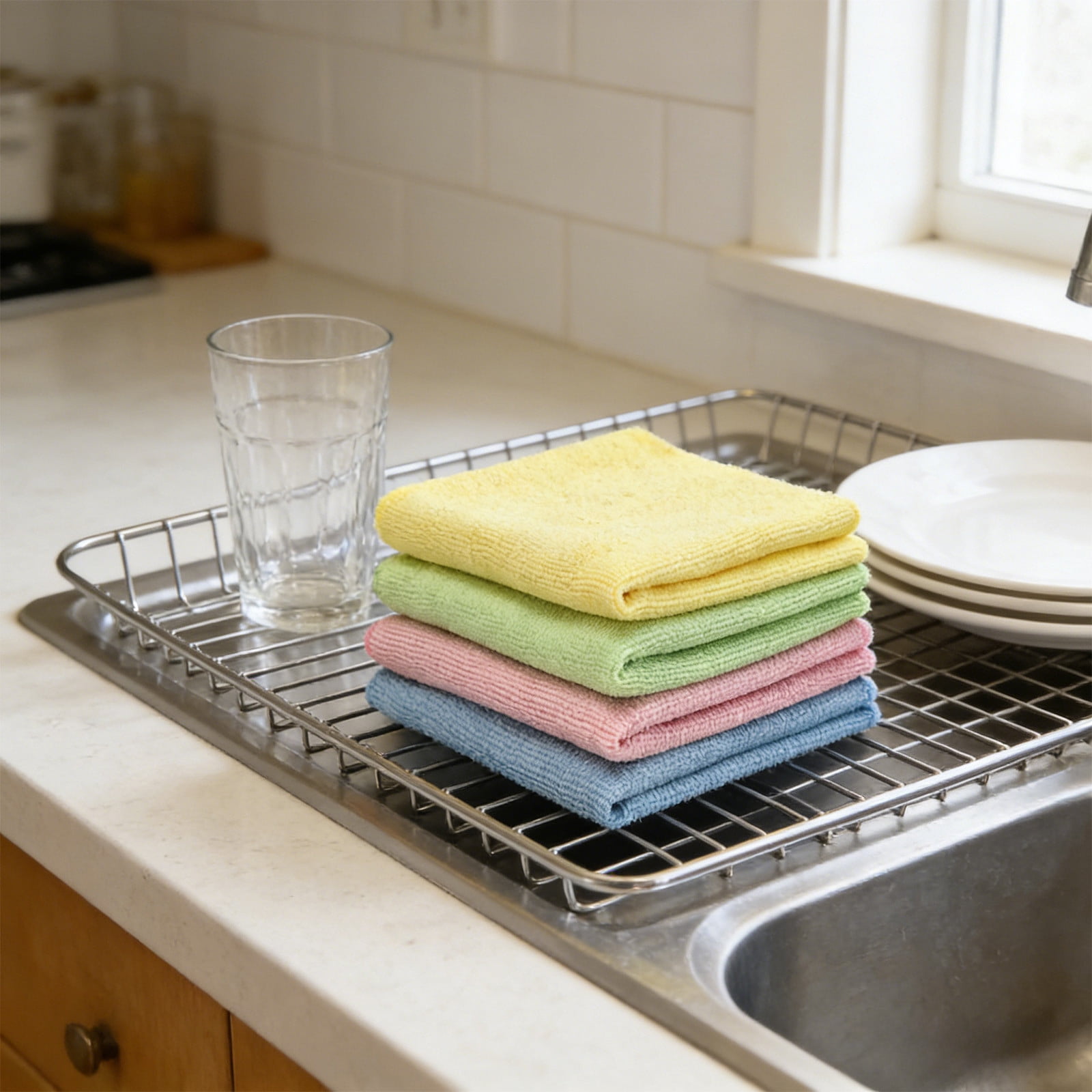 Ultra-Fine Microfiber Waffle Weave Cleaning Cloth 4 Piece,Super Absorbent and Quick-Drying for Kitchen or Car,Soft and Lint-Free,Reusable and Durable for Daily Cleaning Tasks. - Image 2